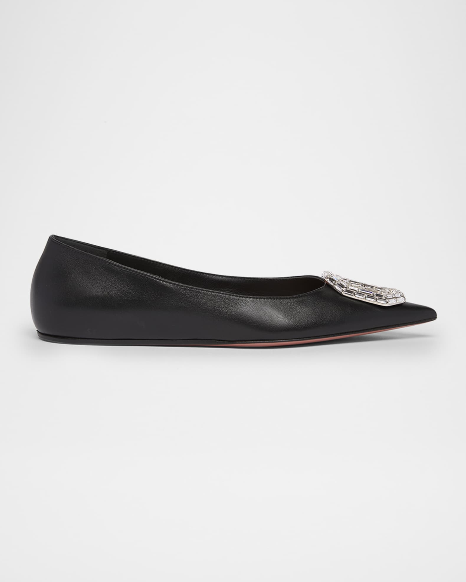 Amina Muaddi Camelia Leather Crystal Ornament Ballerina Flats Neiman Marcus