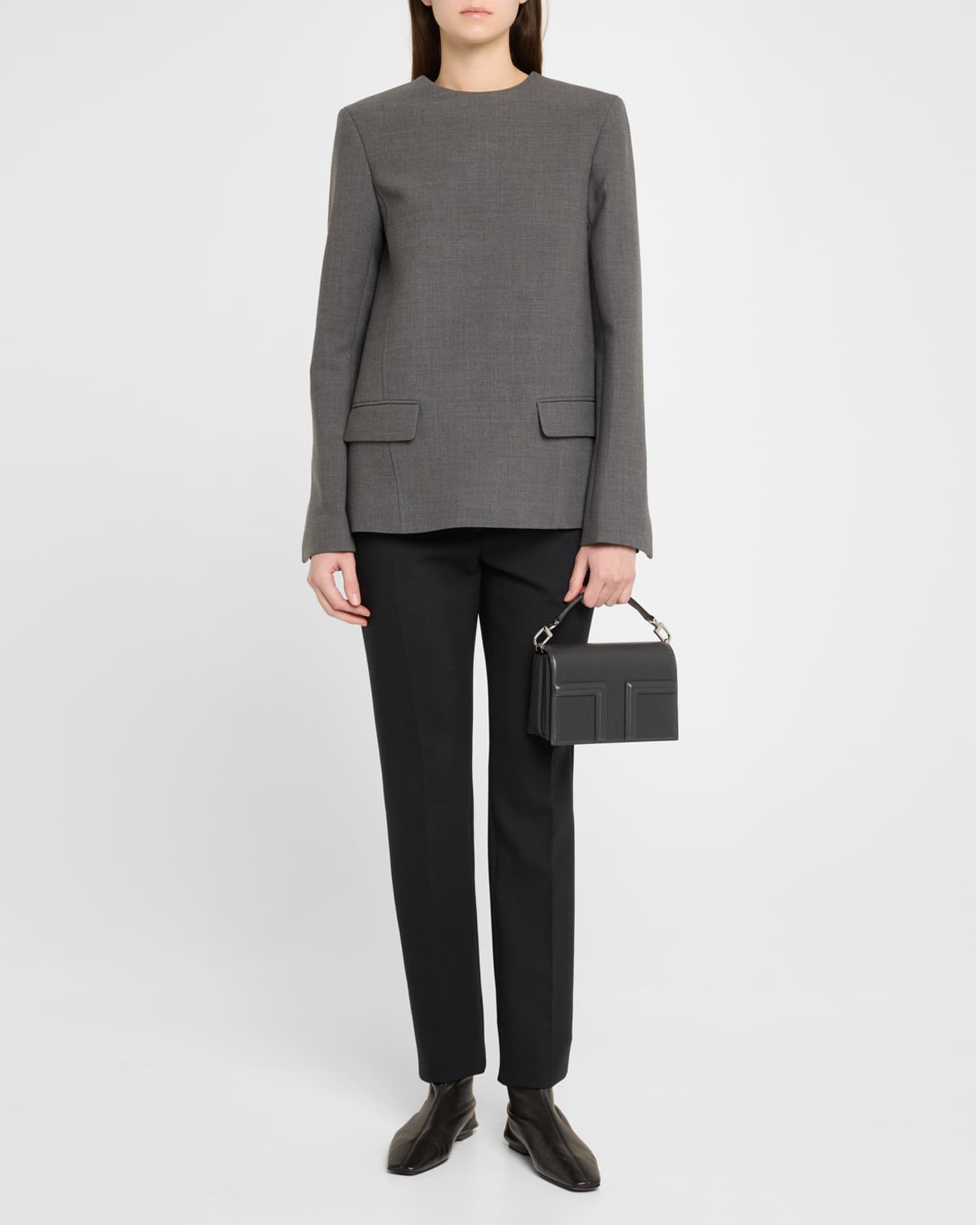 Toteme Mini T-Flap Leather Clutch Bag | Neiman Marcus