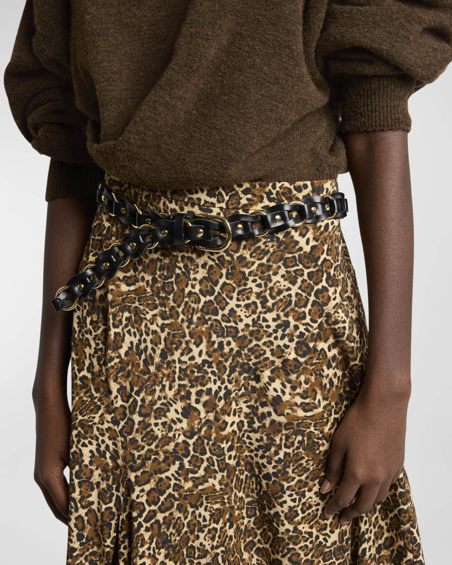 Bali Goldtone Chained Leather Belt 1