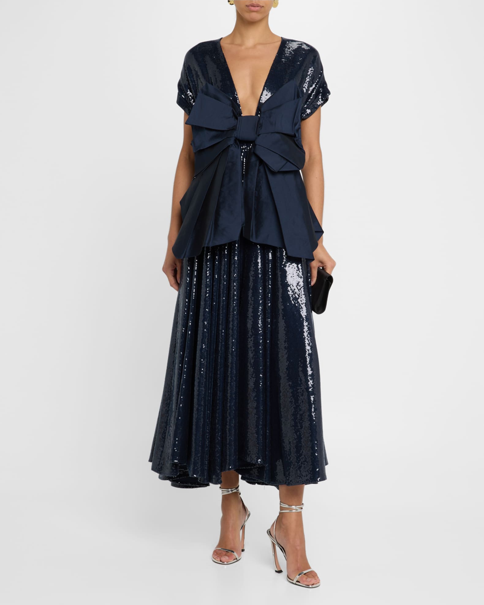 Sequined Crushed Bow Dress 1