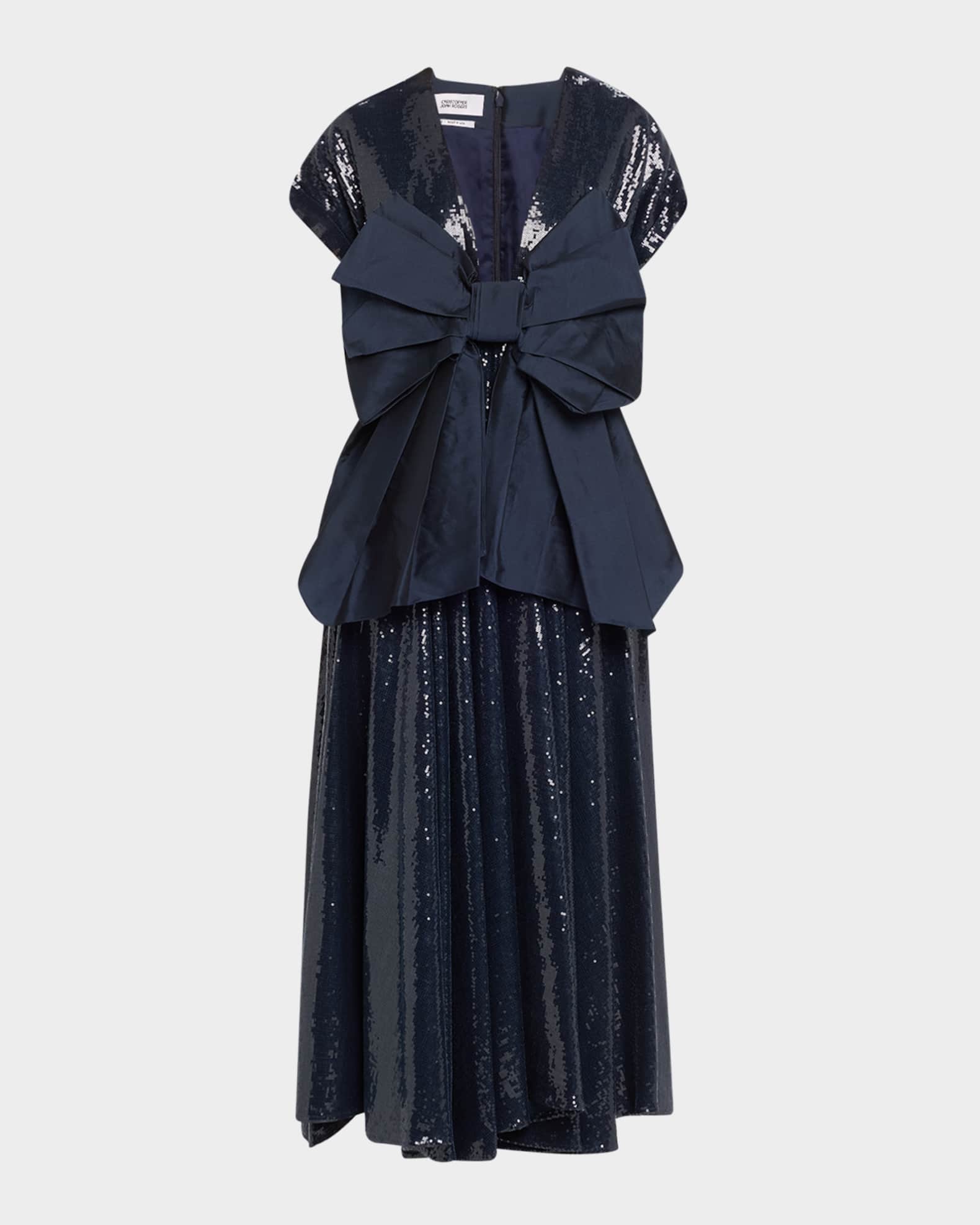 Sequined Crushed Bow Dress 0