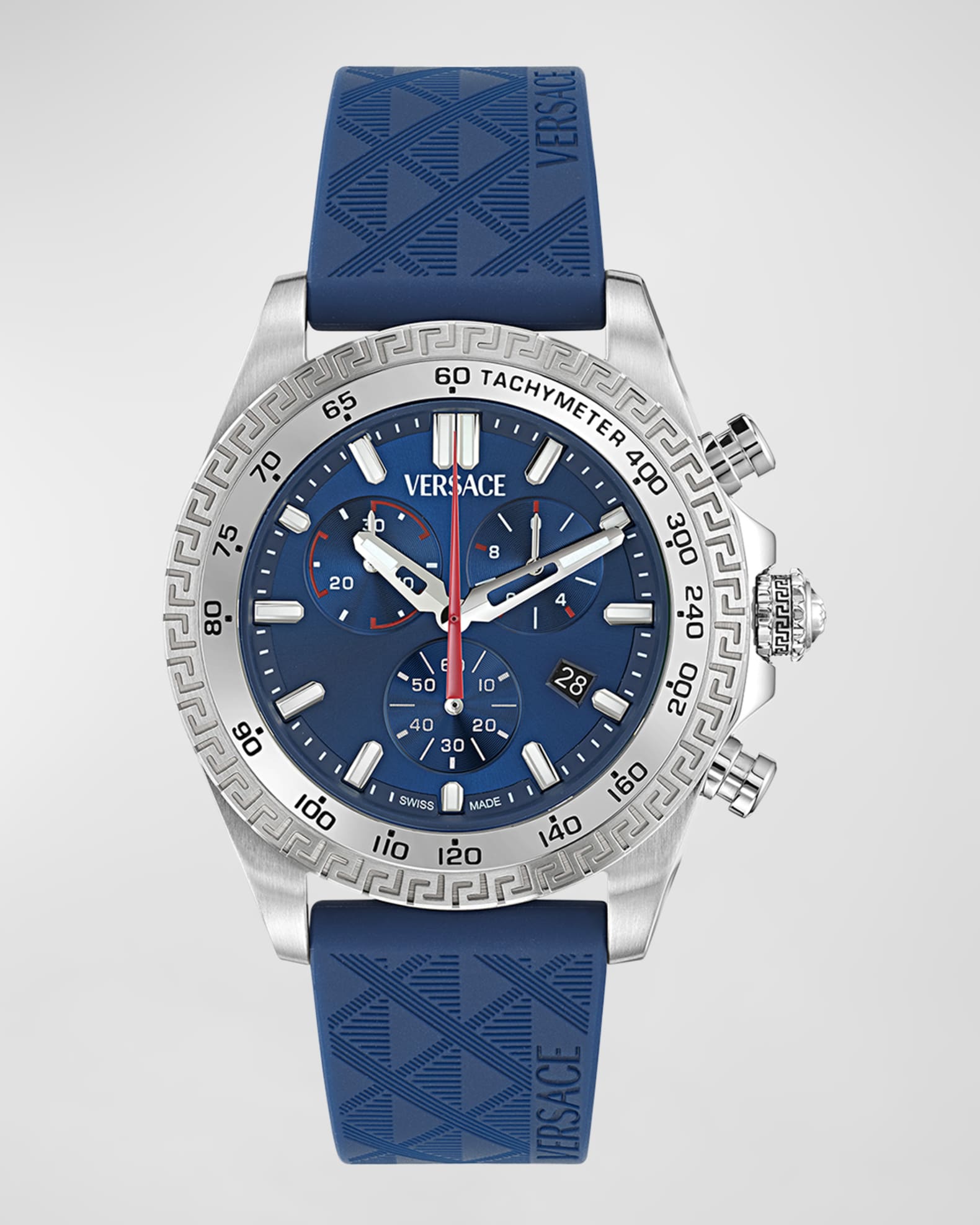 Men's Chrono X Stainless Steel PU-Strap Watch, 44mm