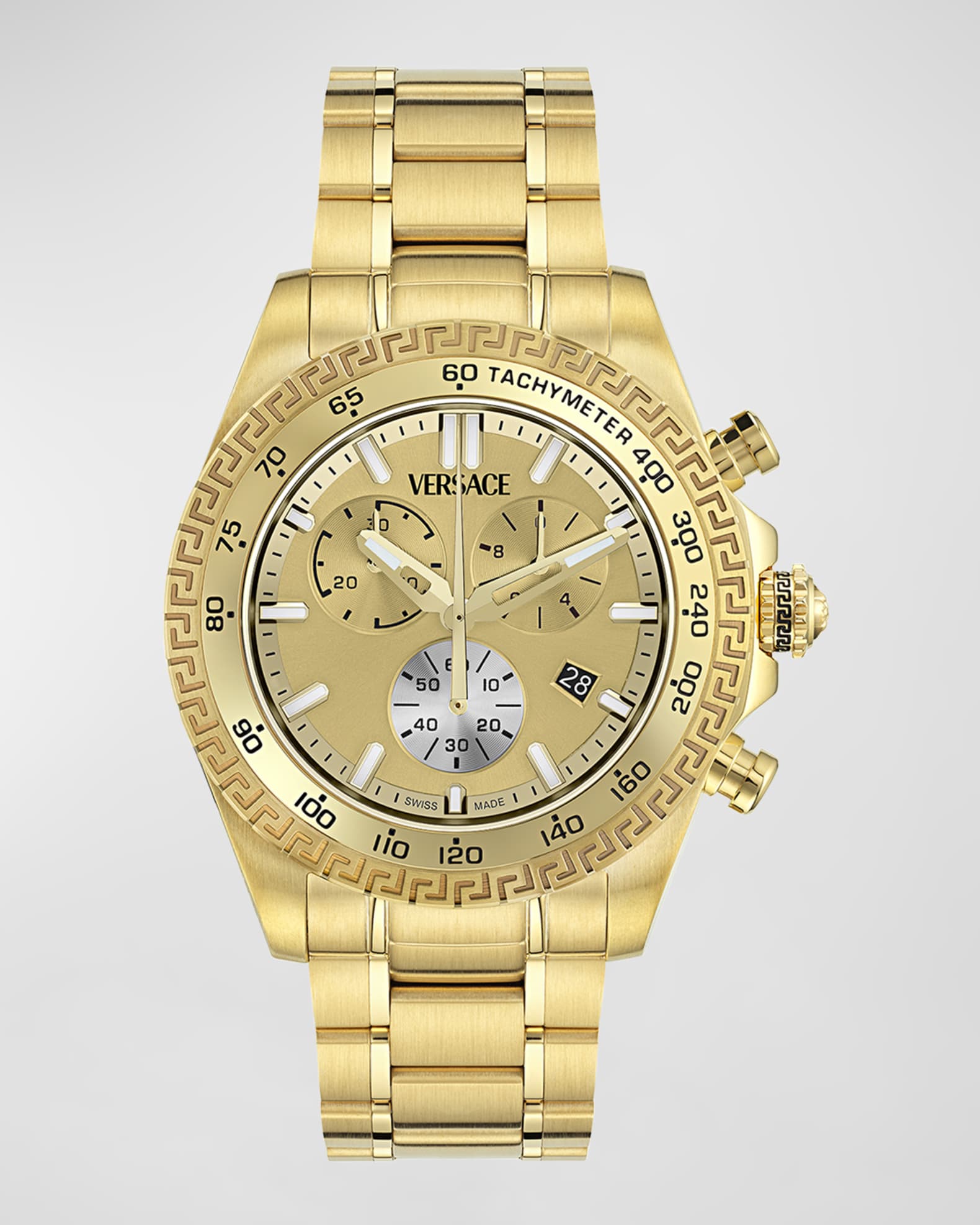 Versace Men's Chrono X IP Yellow Gold Bracelet Watch, 44mm Neiman Marcus