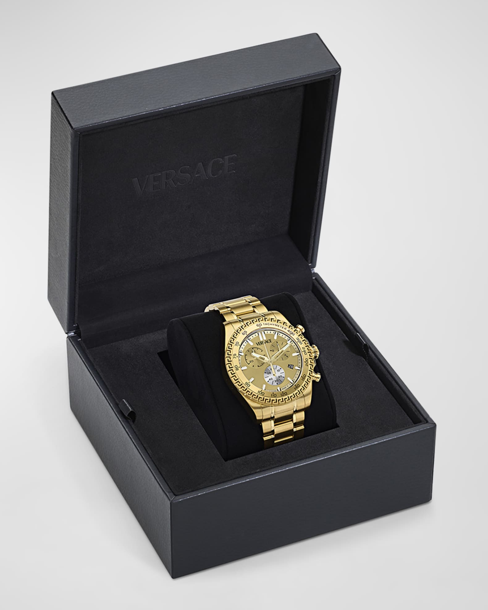 Versace Men's Chrono X IP Yellow Gold Bracelet Watch, 44mm Neiman Marcus
