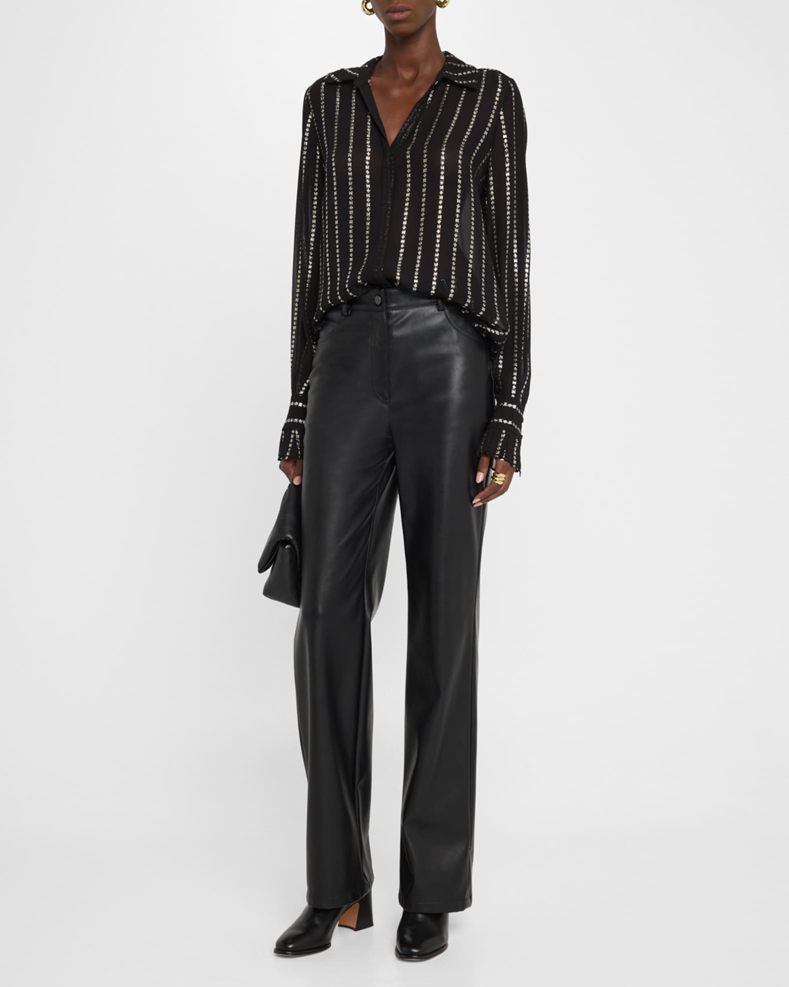 Sosa Long-Sleeve Metallic Stripe Blouse 1