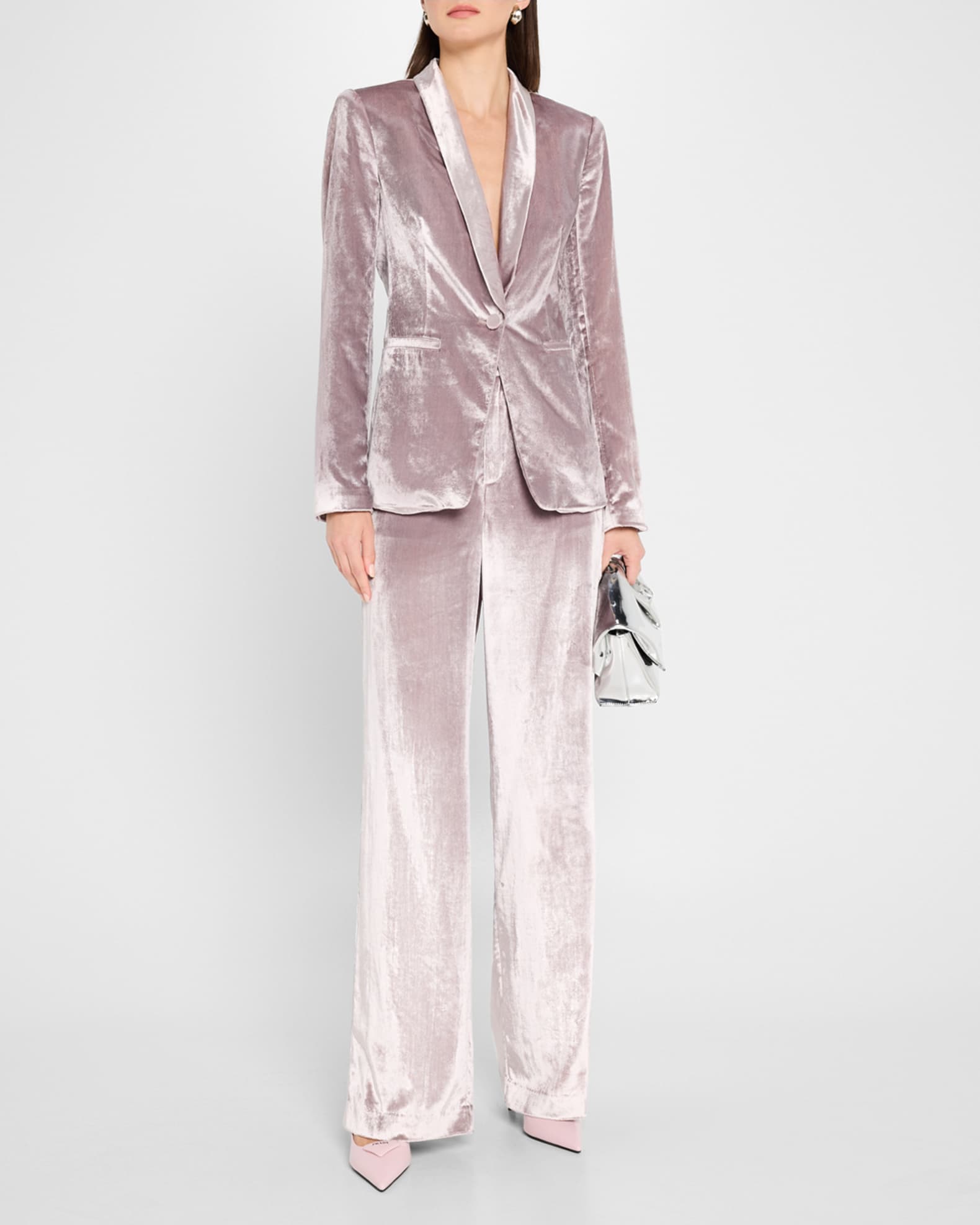 Kriselle Single-Breasted Velvet Blazer 1