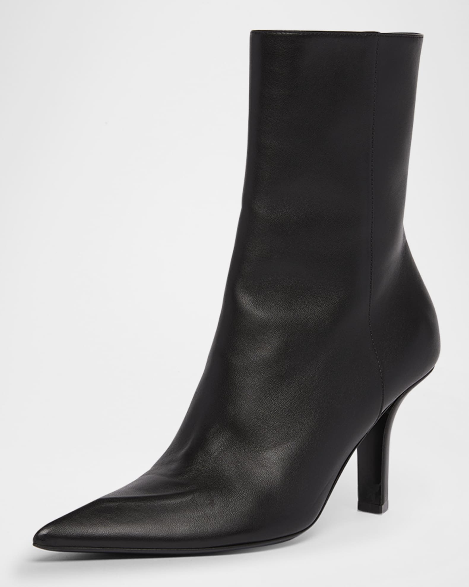 Christine Leather Zip Ankle Booties 1