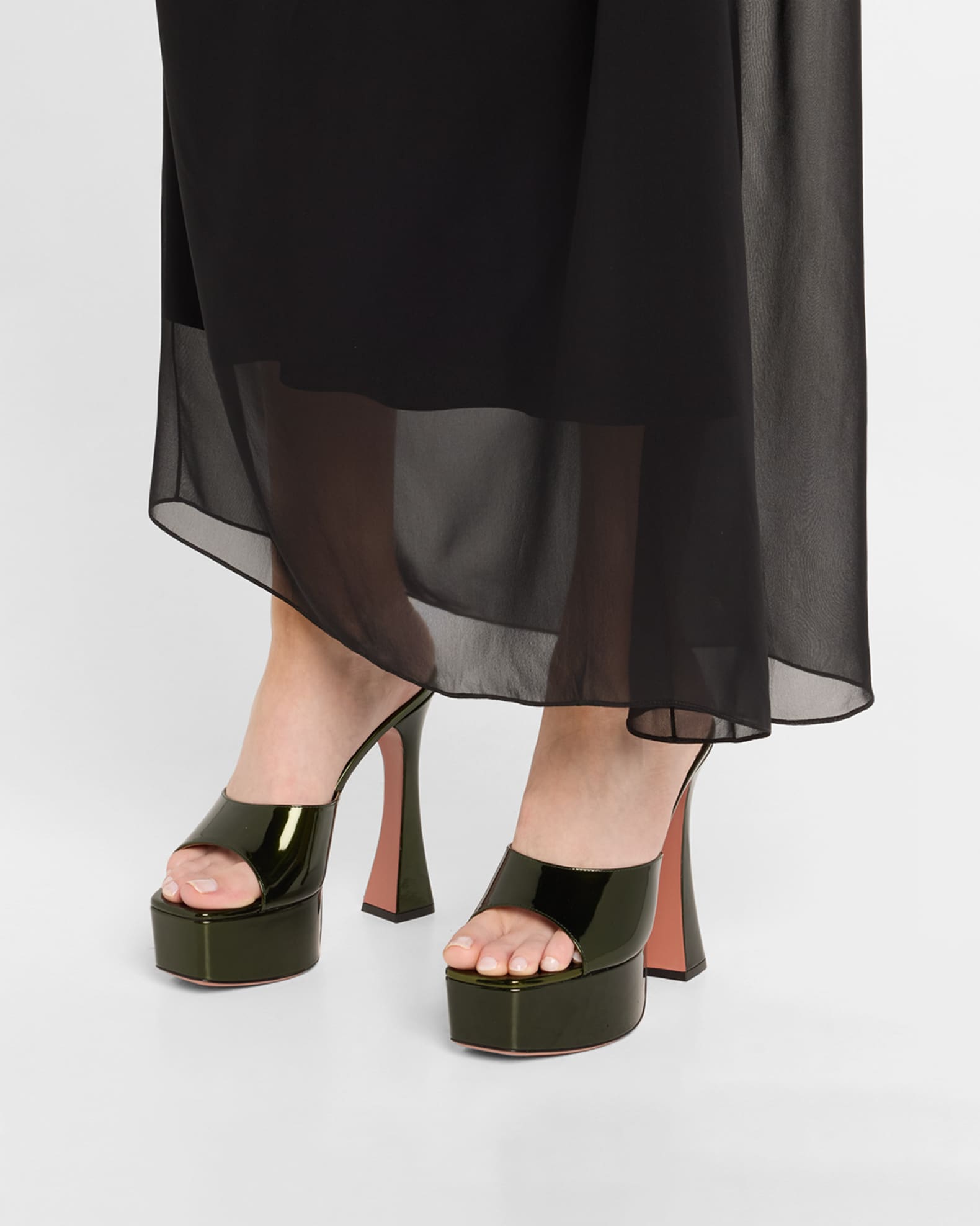 Amina Muaddi Dalida Patent Leather Platform 