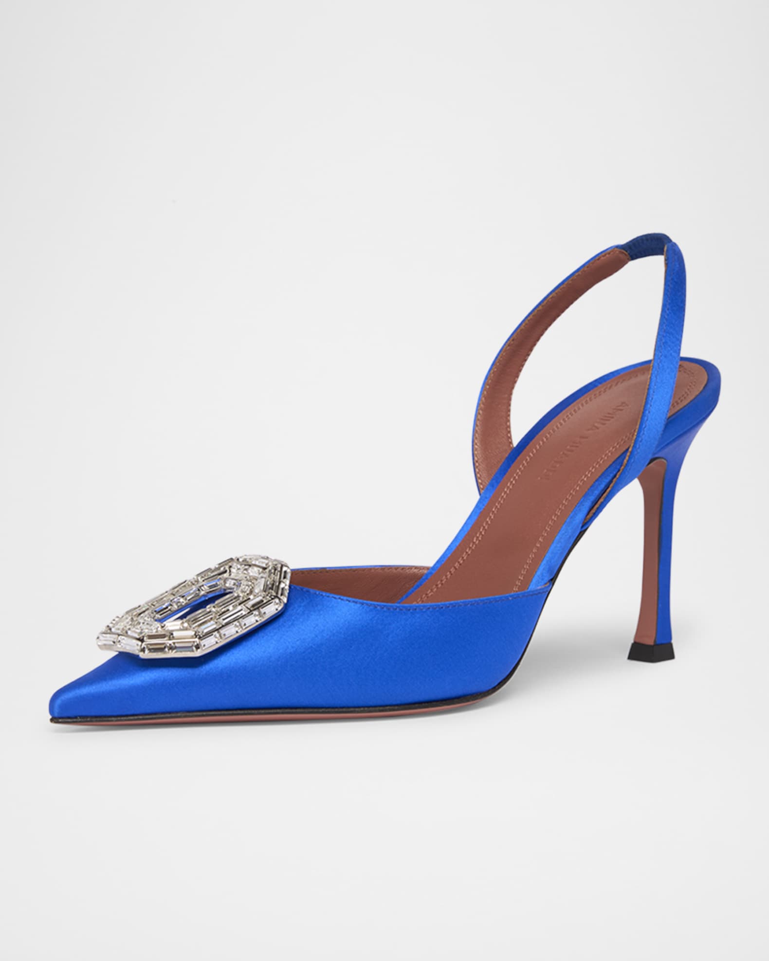 Camelia Satin Crystal Ornament Slingback Pumps 1