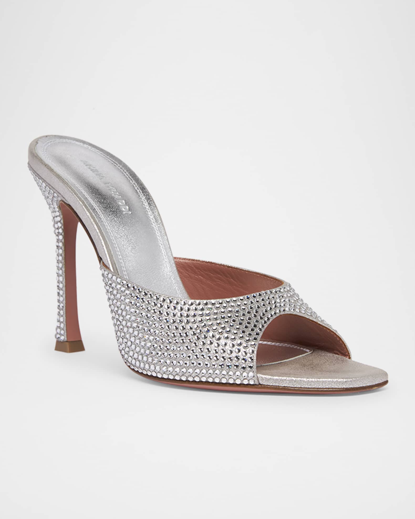 Alexa Crystal Metallic Stiletto Mule Sandals 1