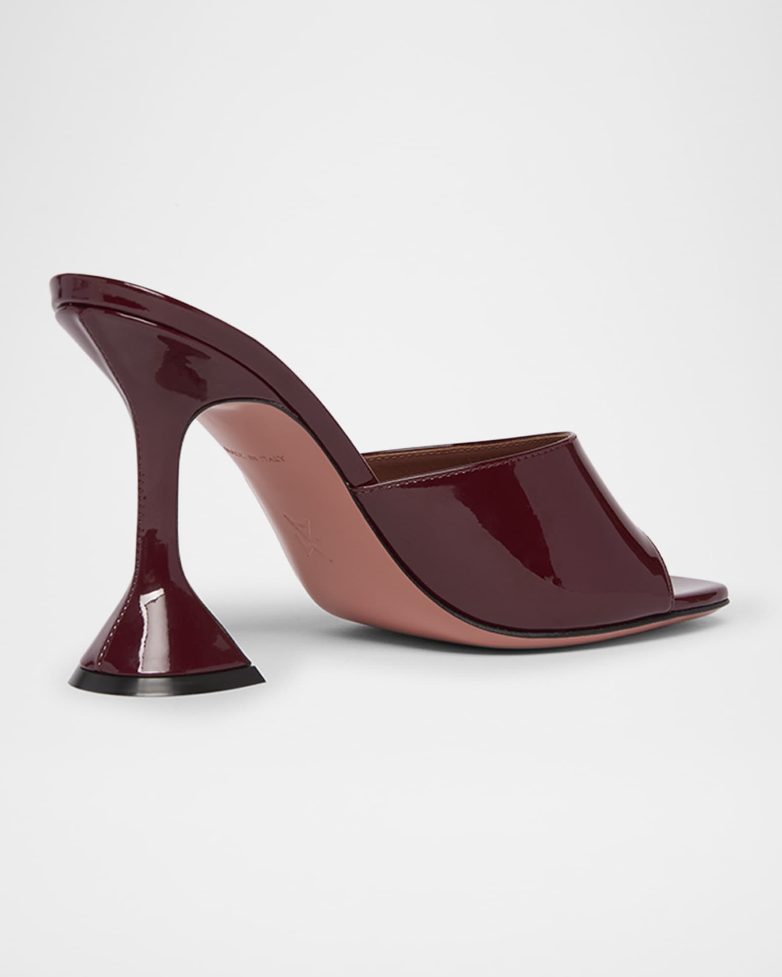 Amina Muaddi Lupita Patent Pedestal Mule Sandals | Neiman Marcus
