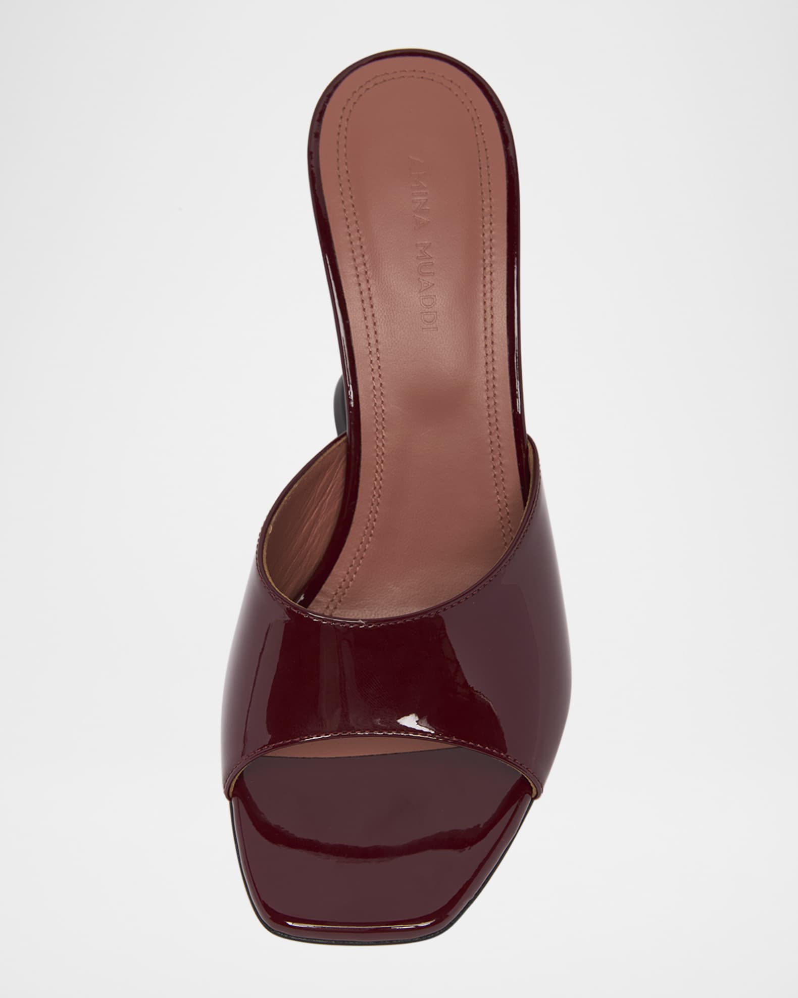 Amina Muaddi Lupita Patent Pedestal Mule Sandals | Neiman Marcus