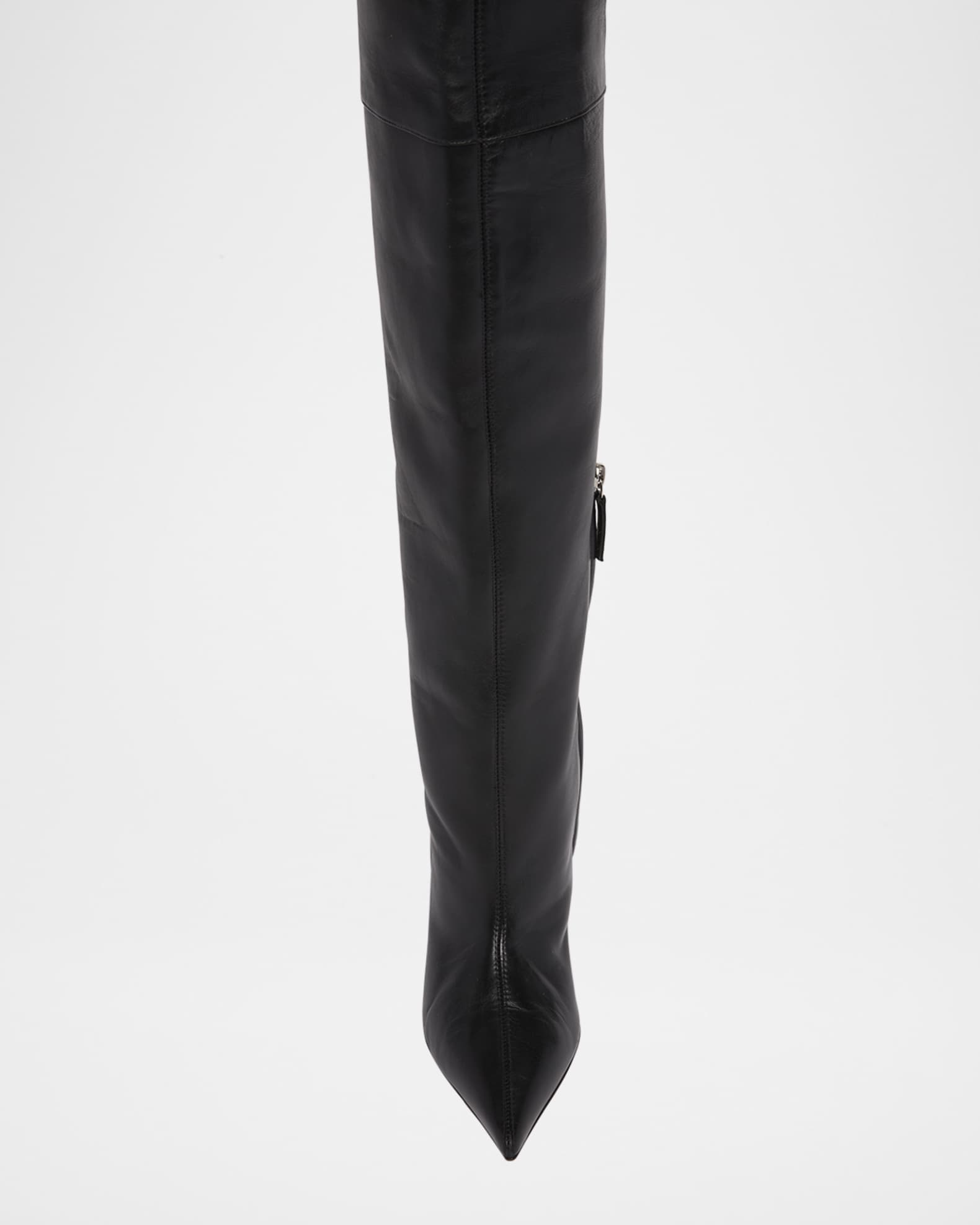 Amina Muaddi Fiona Leather Over-The-Knee Boots | Neiman Marcus