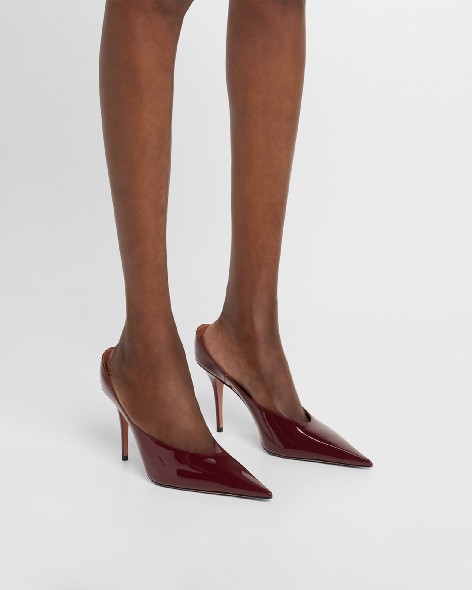 サンダル・ミュール Amina Muaddi Anok Mule Sandals In Patent Leather Amina Muaddi Anok Patent Leather Mule Pumps | Neiman Marcus
