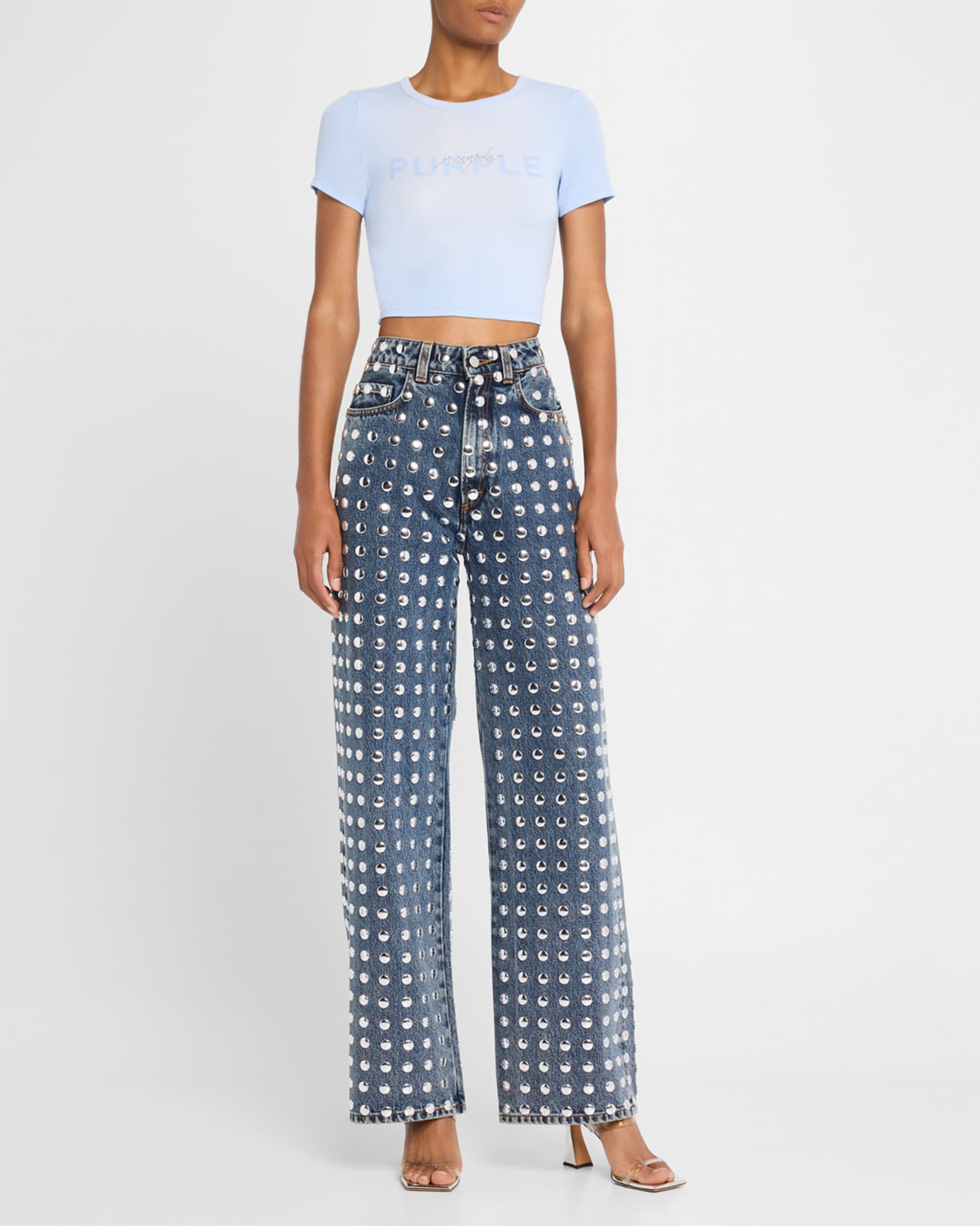 PURPLE Rib Logo Baby Tee Neiman Marcus