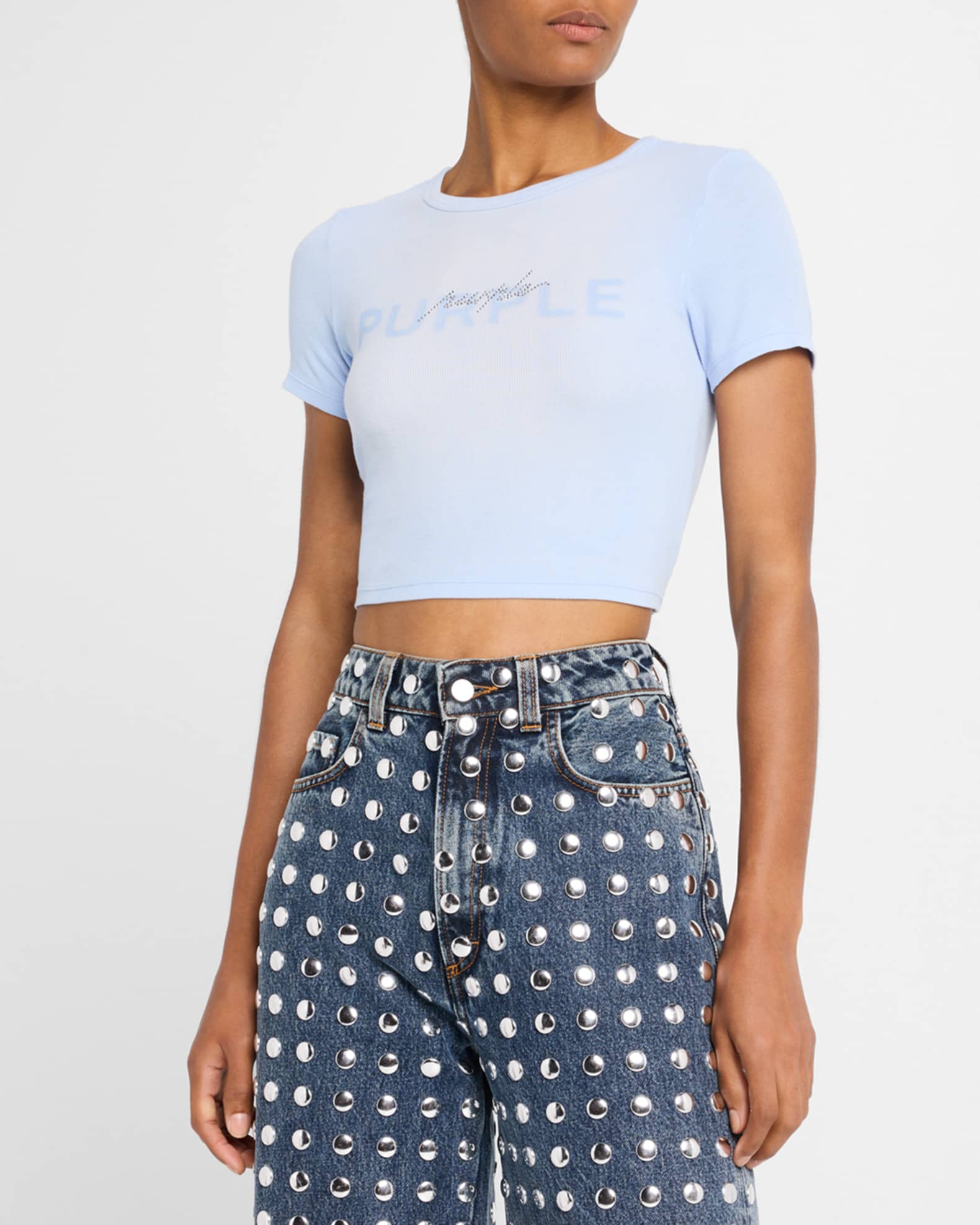 PURPLE Rib Logo Baby Tee Neiman Marcus