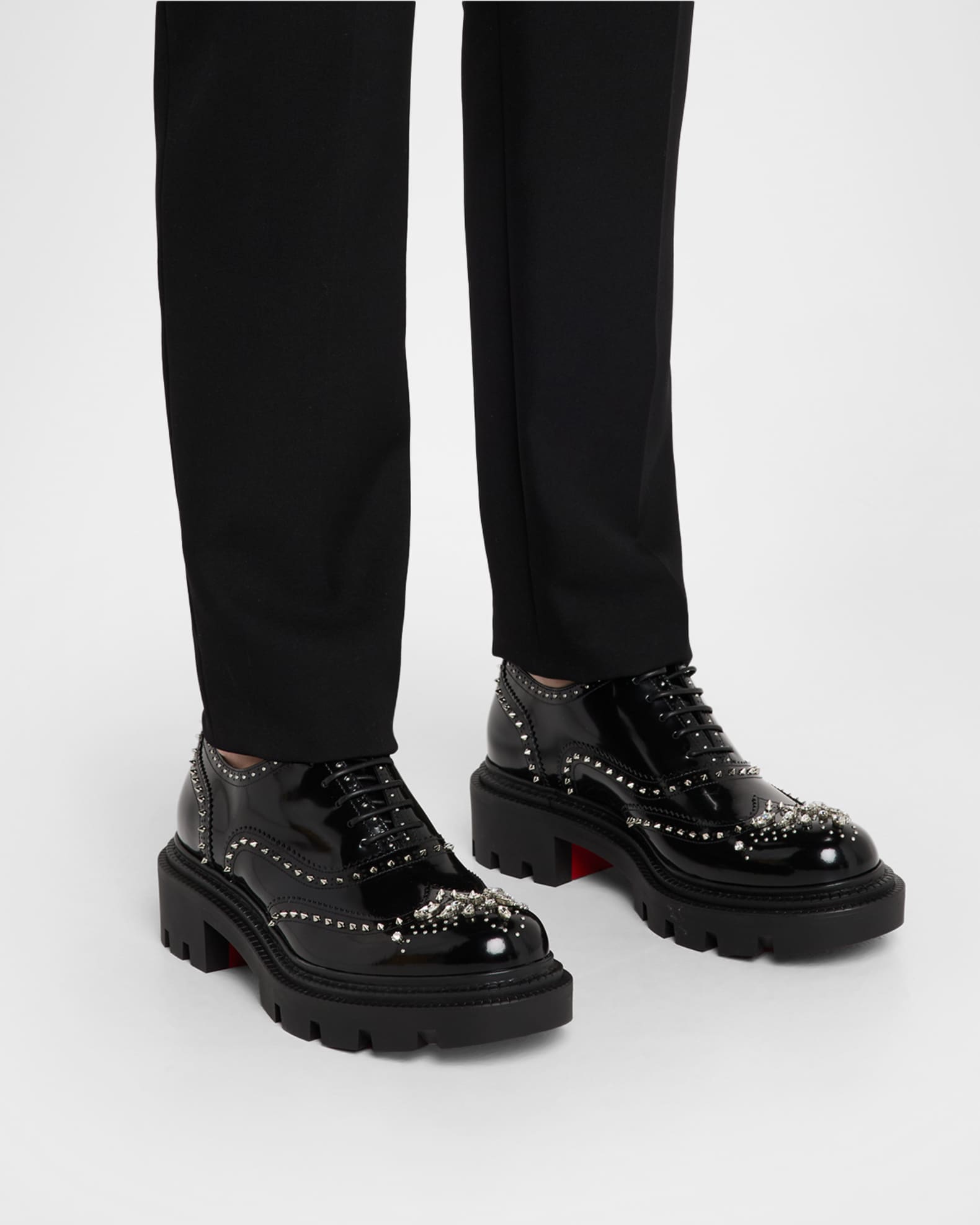 Men's College Strass Embellished Leather Oxfords  1