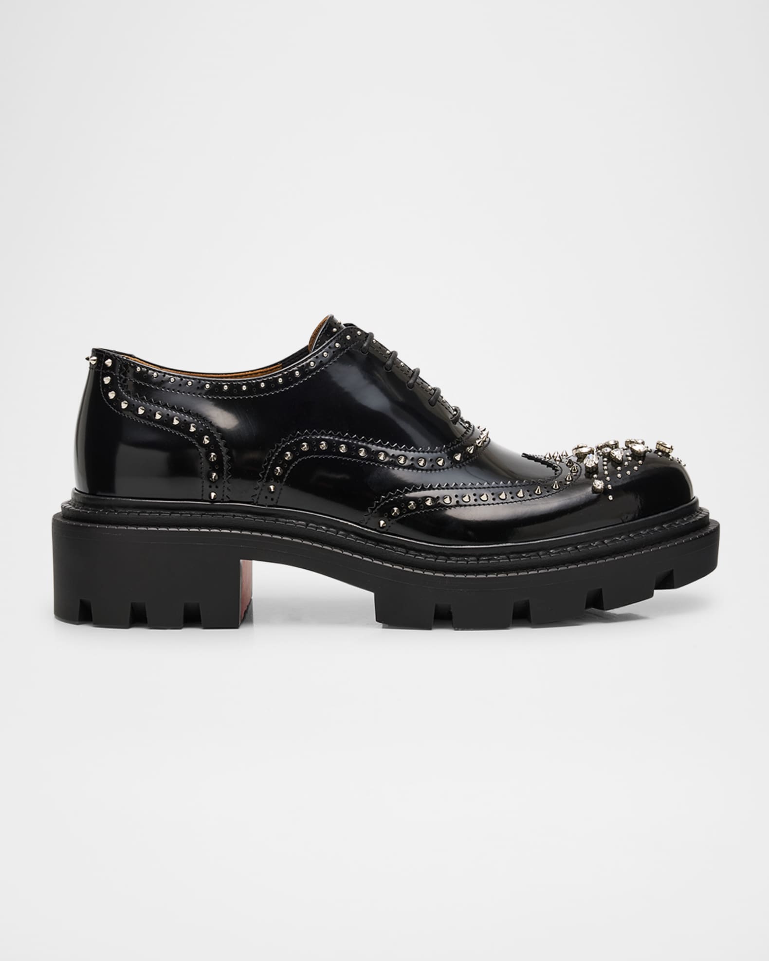 Men's College Strass Embellished Leather Oxfords  0
