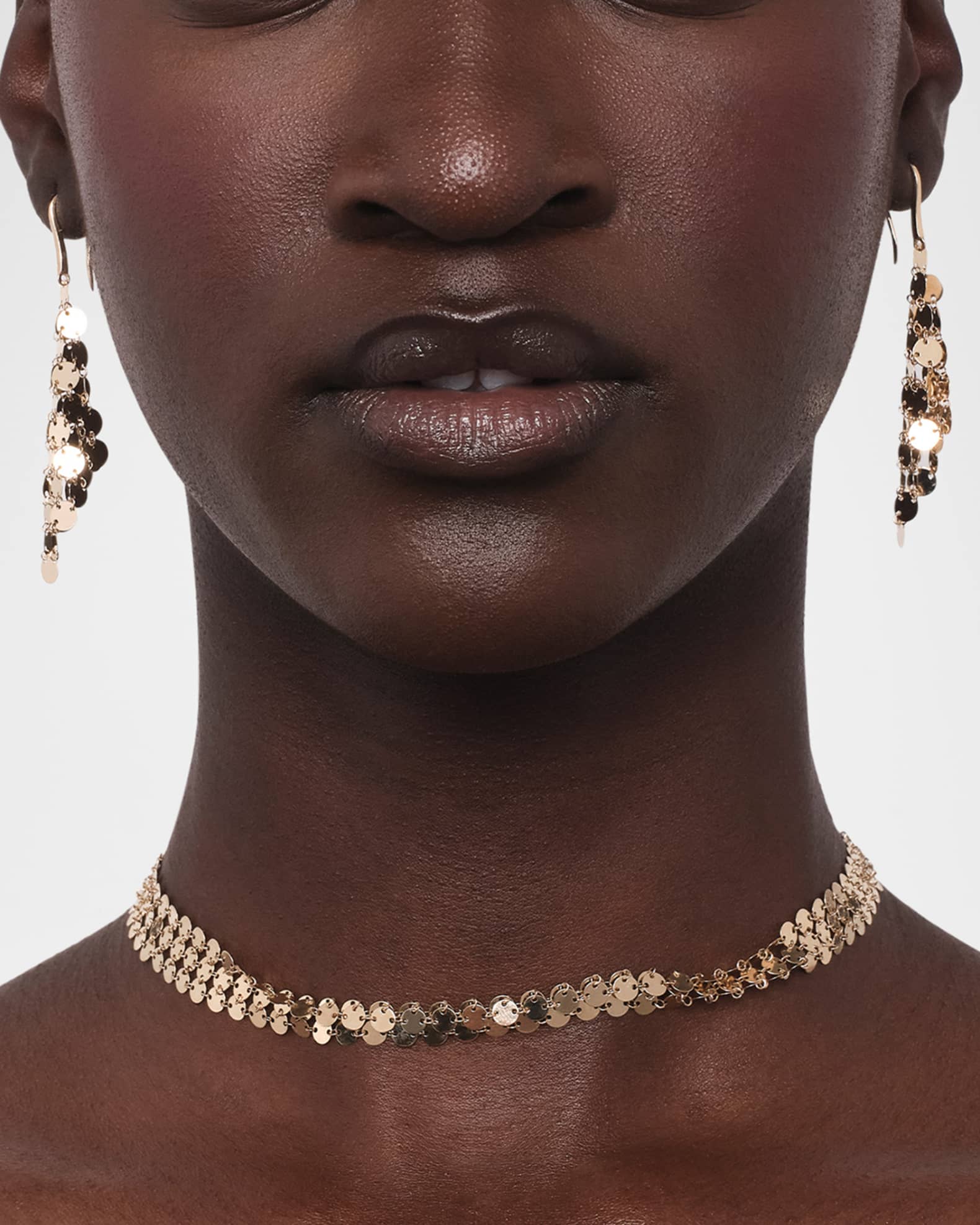 LANA 14K Gold Laser Chainmail 3 Row Necklace Neiman Marcus