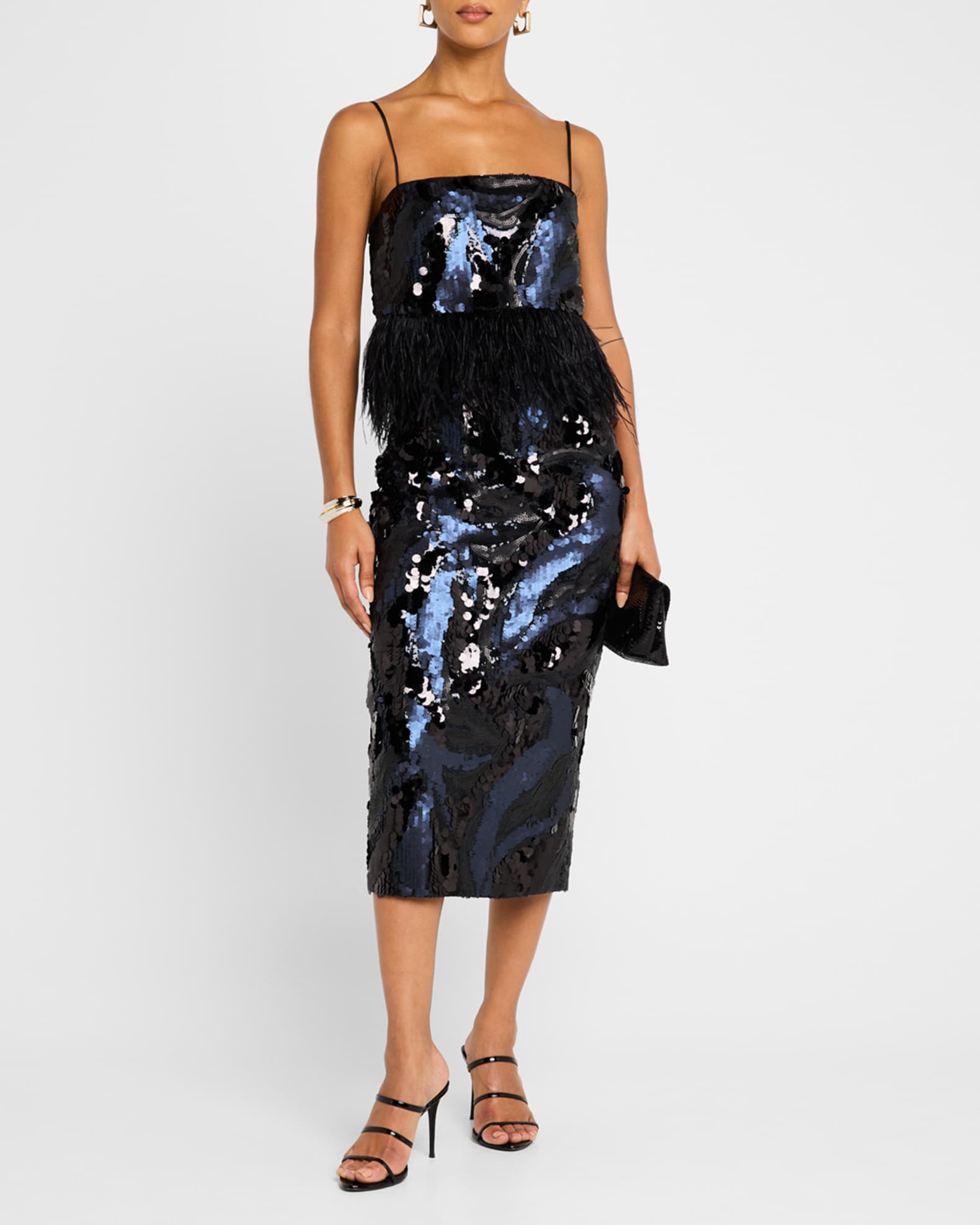 Stanley Sequined Feather-Trim Crop Top 1