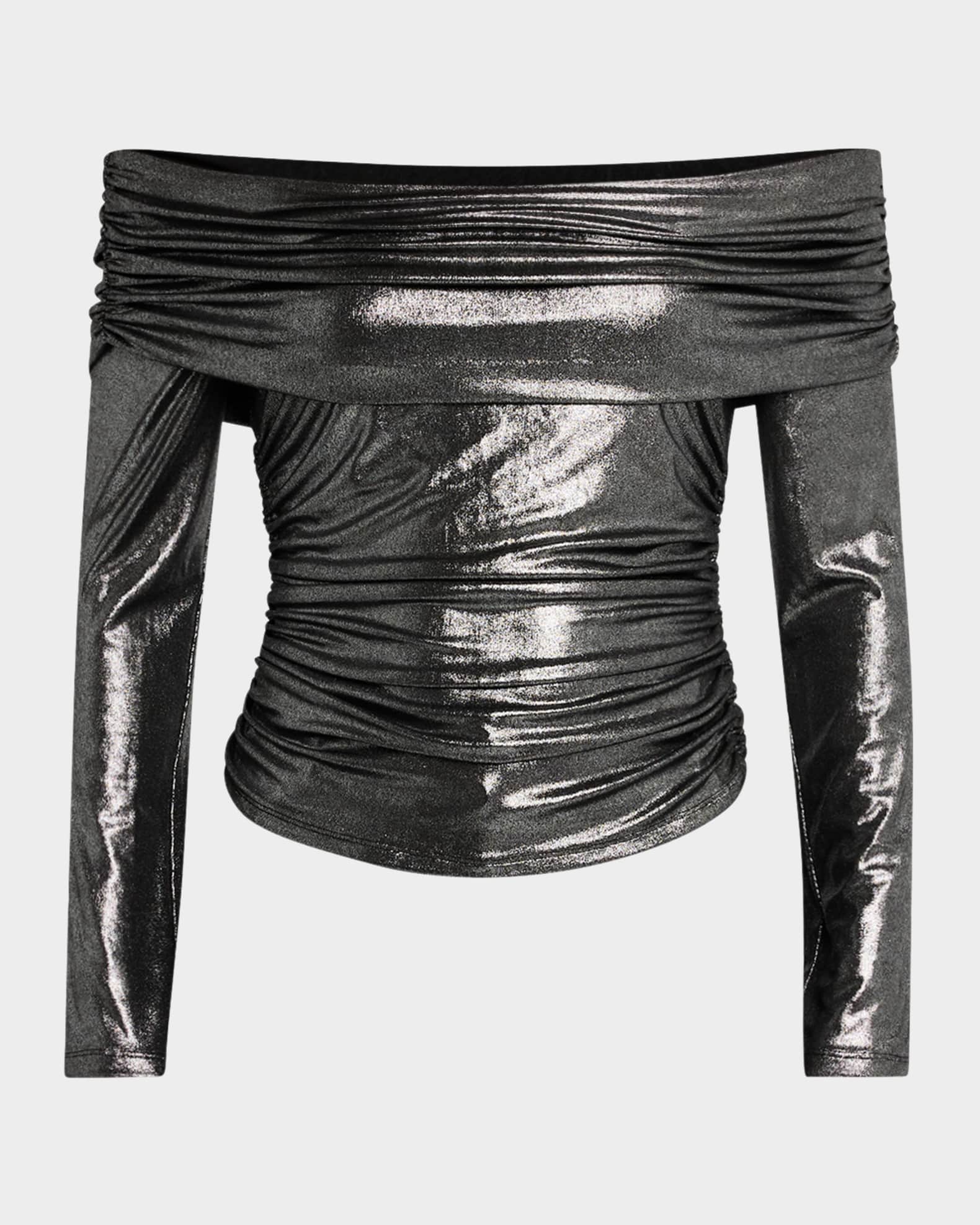 Camilla Metallic Off-Shoulder Top 0