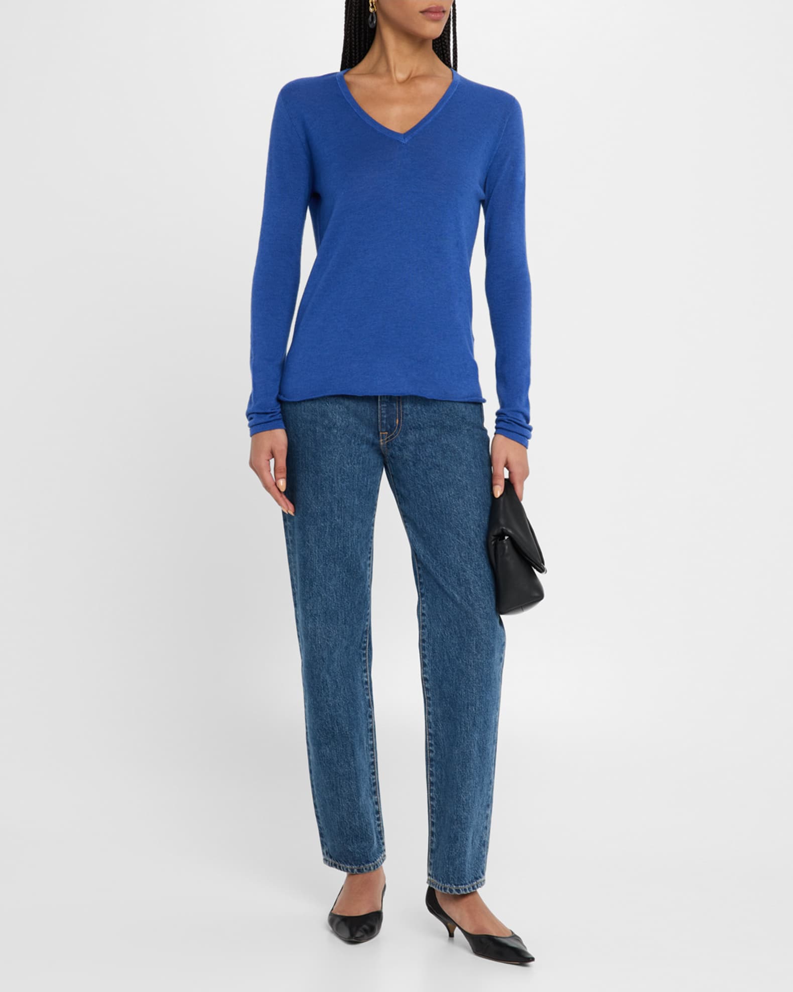 Machine Washable Cashmere V-Neck Pullover 1