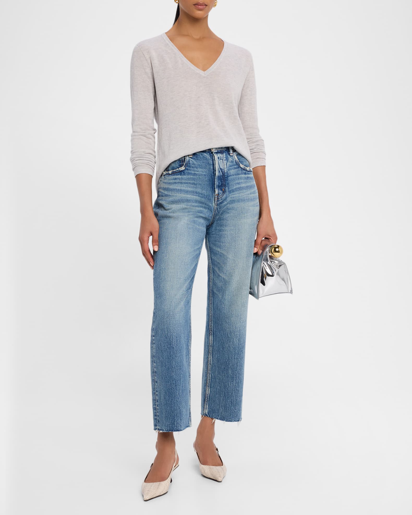 Machine Washable Cashmere V-Neck Pullover 1