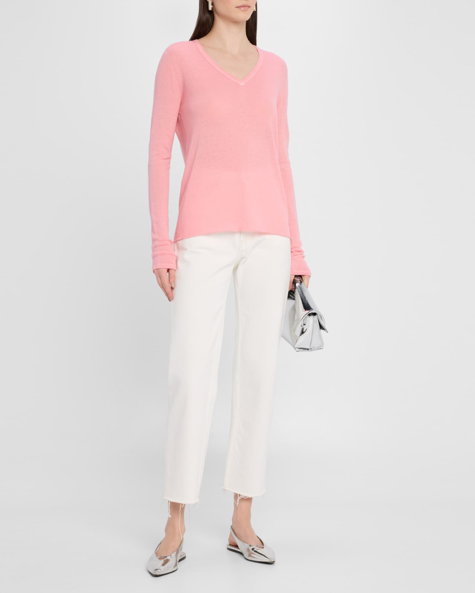 Machine Washable Cashmere V-Neck Pullover 1
