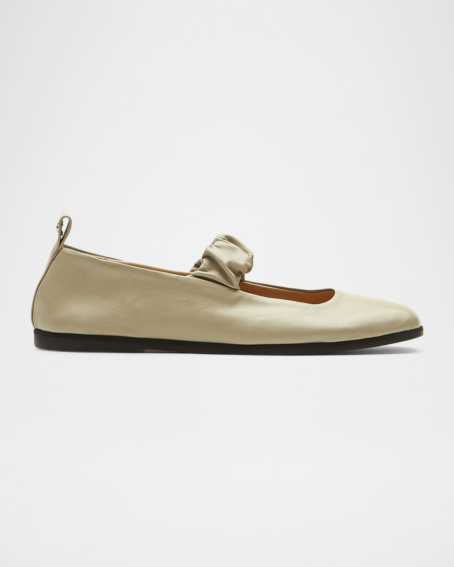 Grey Leather Mary Jane Ballerina Flats 0
