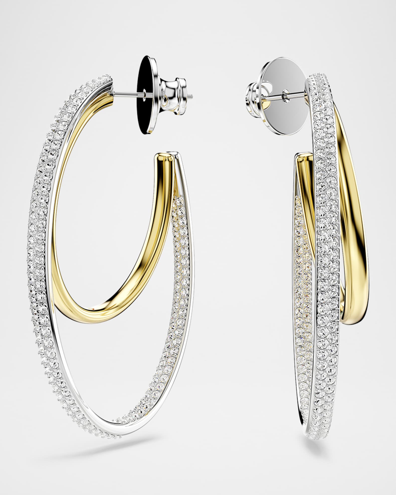 Hyperbola Round Cut Pave Hoop Earrings