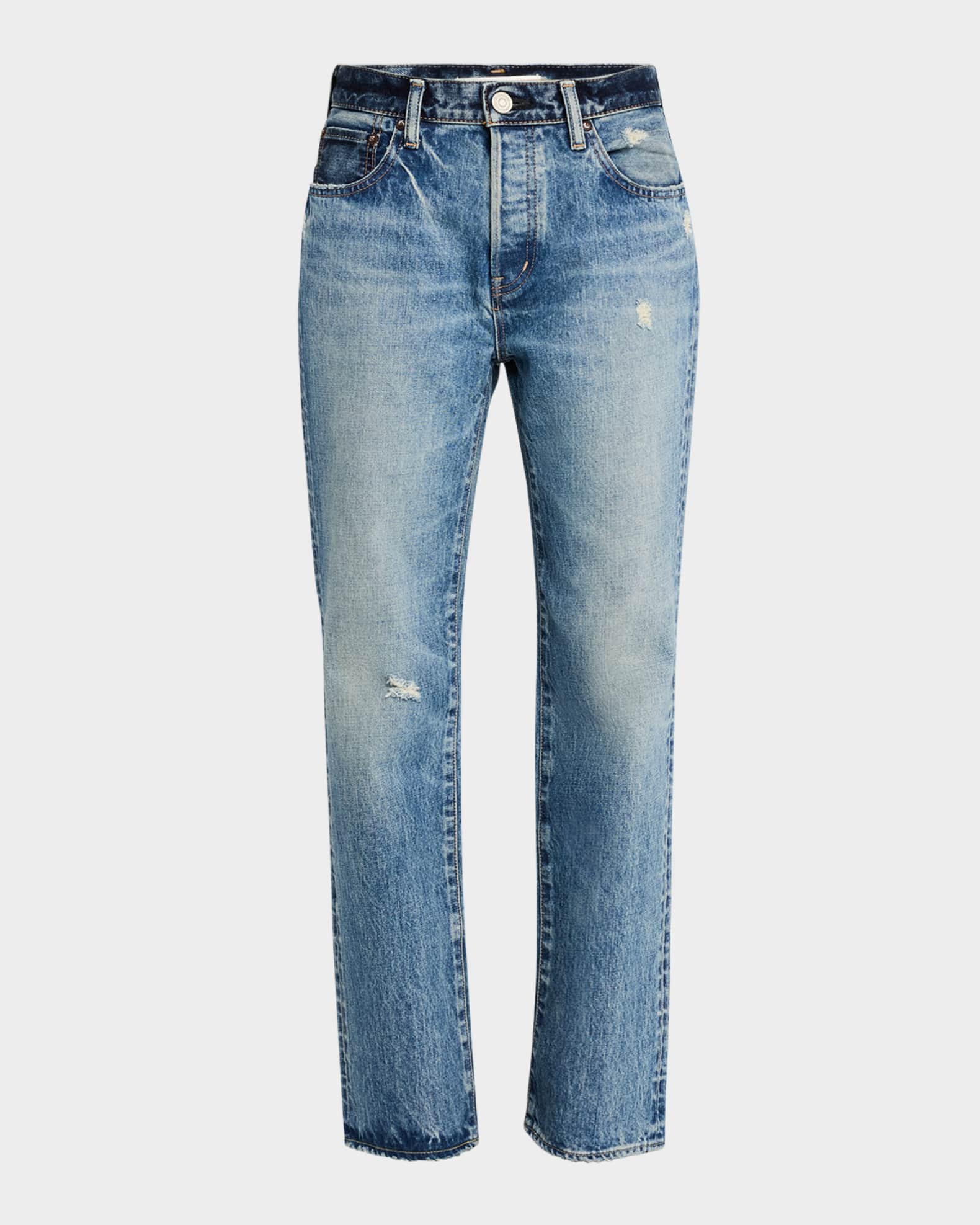 Micanopy Distressed Straight Jeans 0