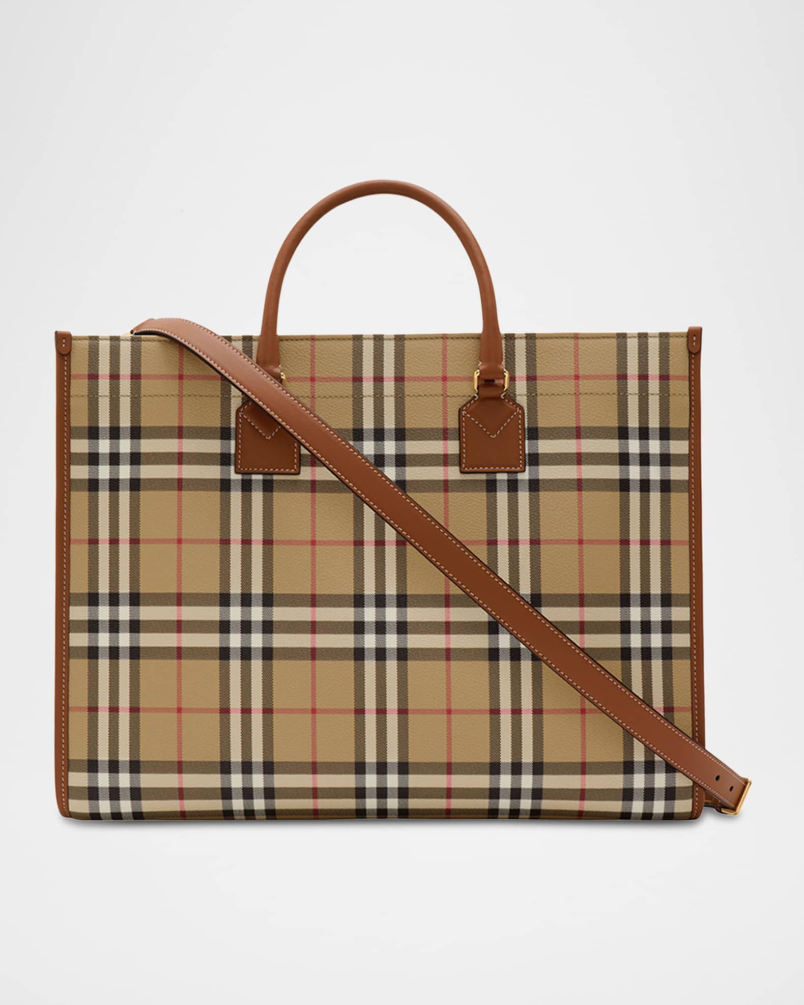 Burberry Freya Check Tote Bag Neiman Marcus