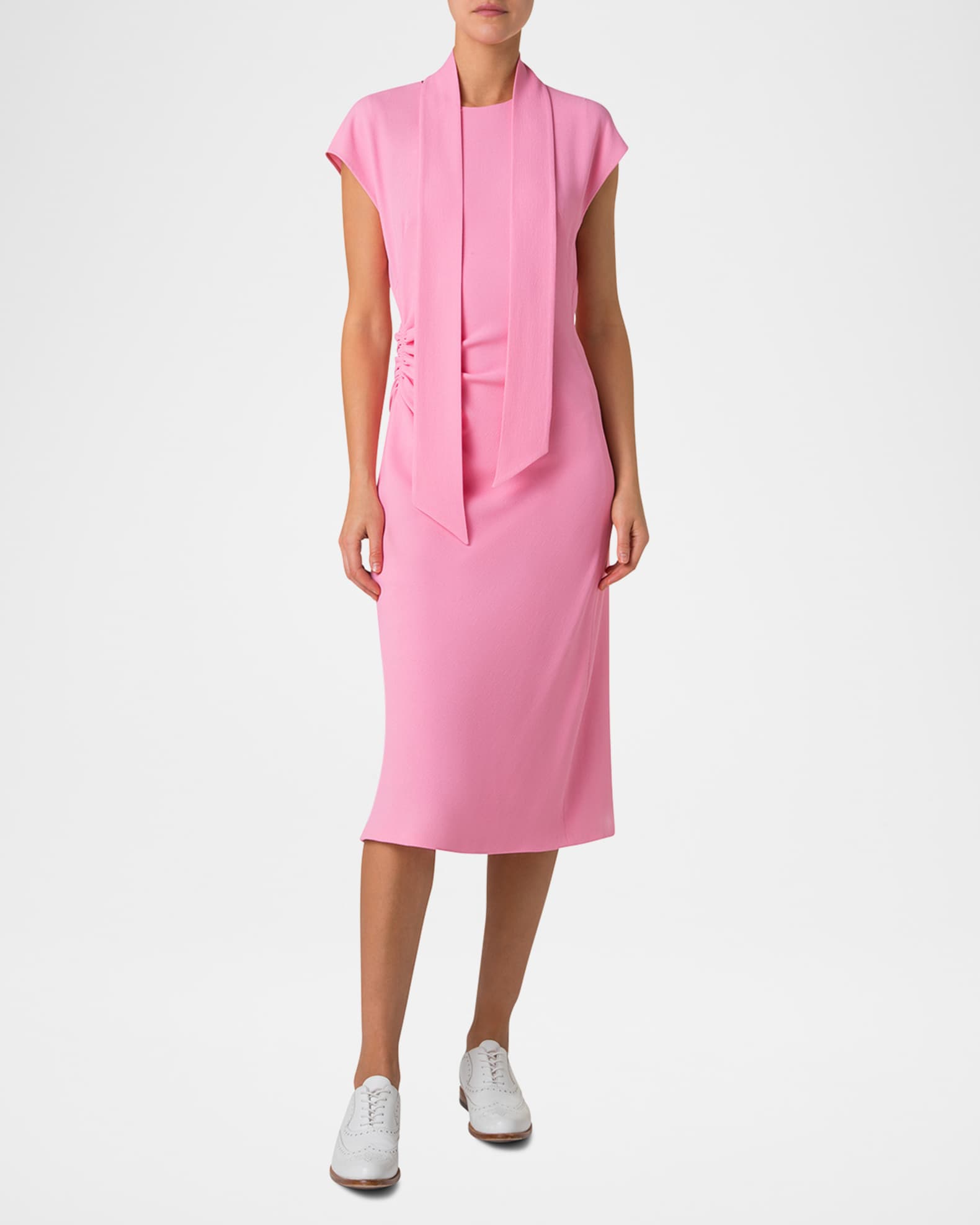 Crepe Mock-Neck Midi Dress 1