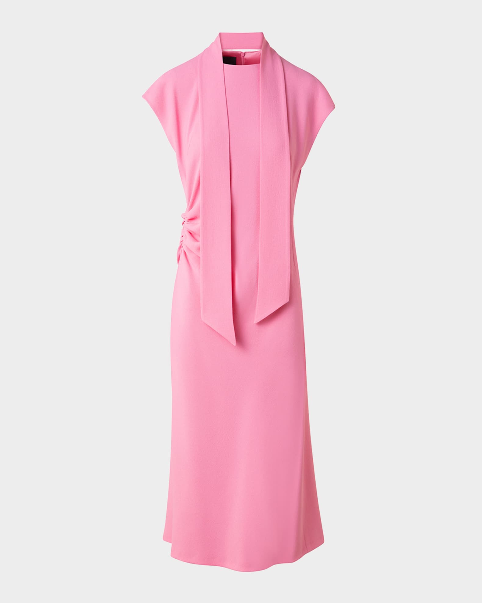 Crepe Mock-Neck Midi Dress 0