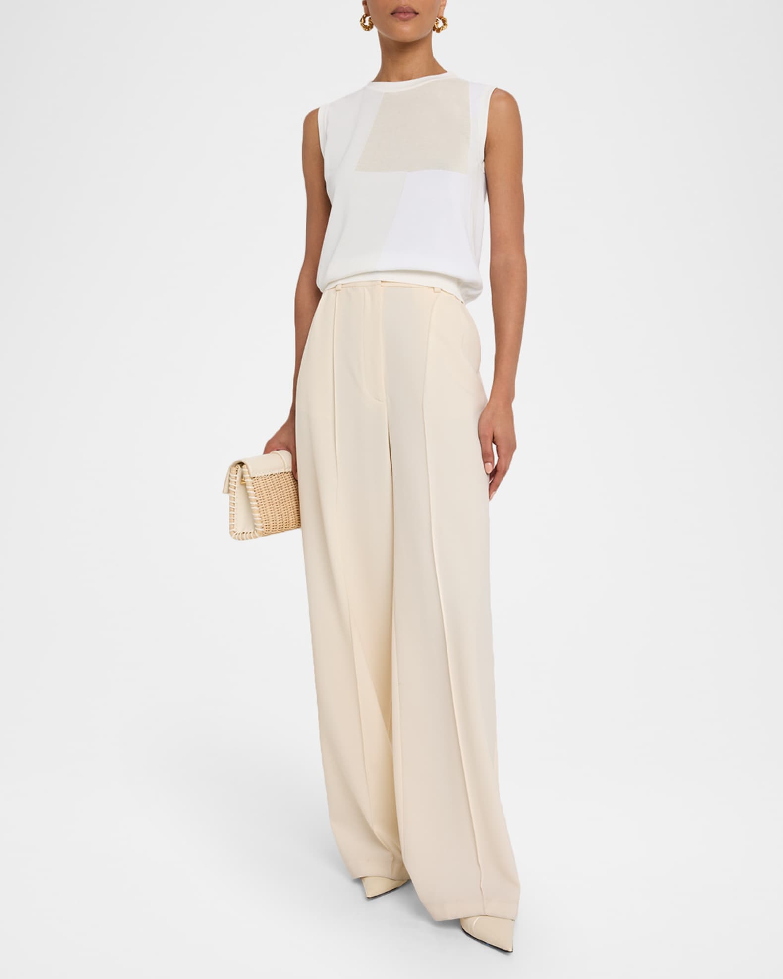 Cotton-Blend Jacquard Trapeze Rayonnant Knit Top 1