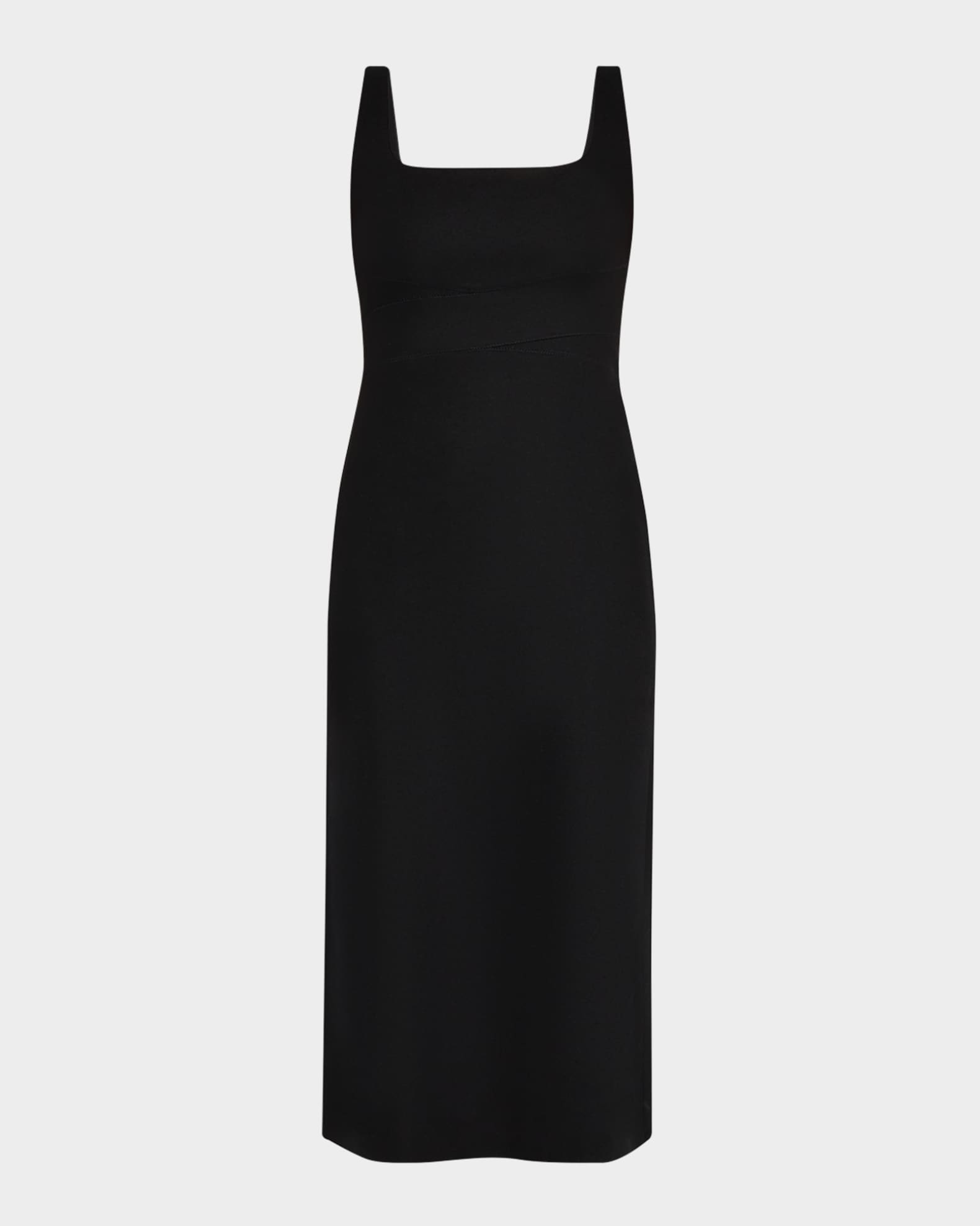 Vince Square Neck Crossover Detail Virgin Wool Blend Dress Black