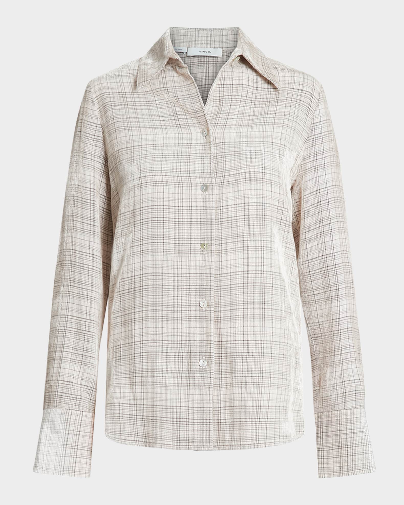 Plaid Button-Front Shirt 0