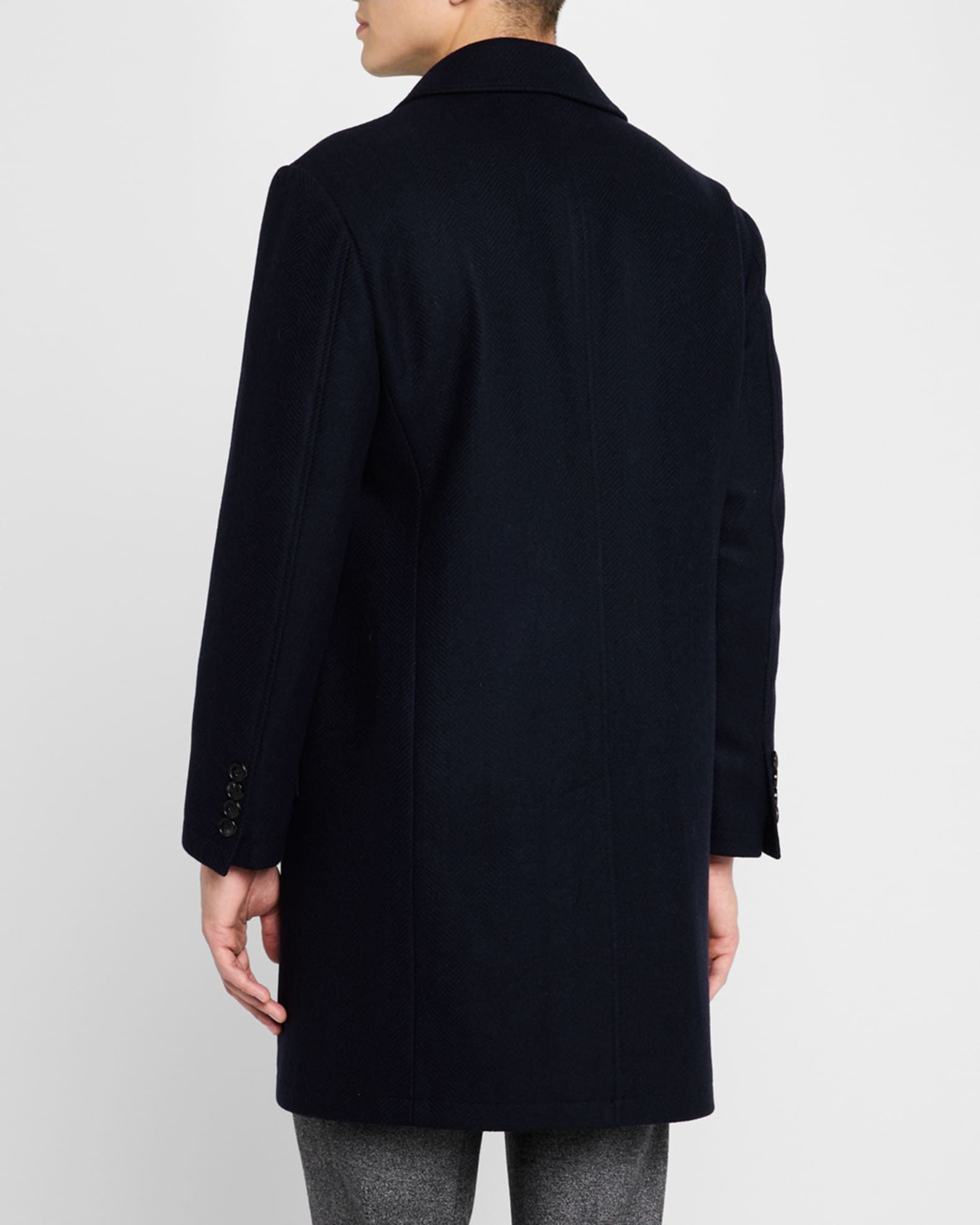 Cardinal of Canada Men's Platinum Herringbone Topcoat Neiman Marcus