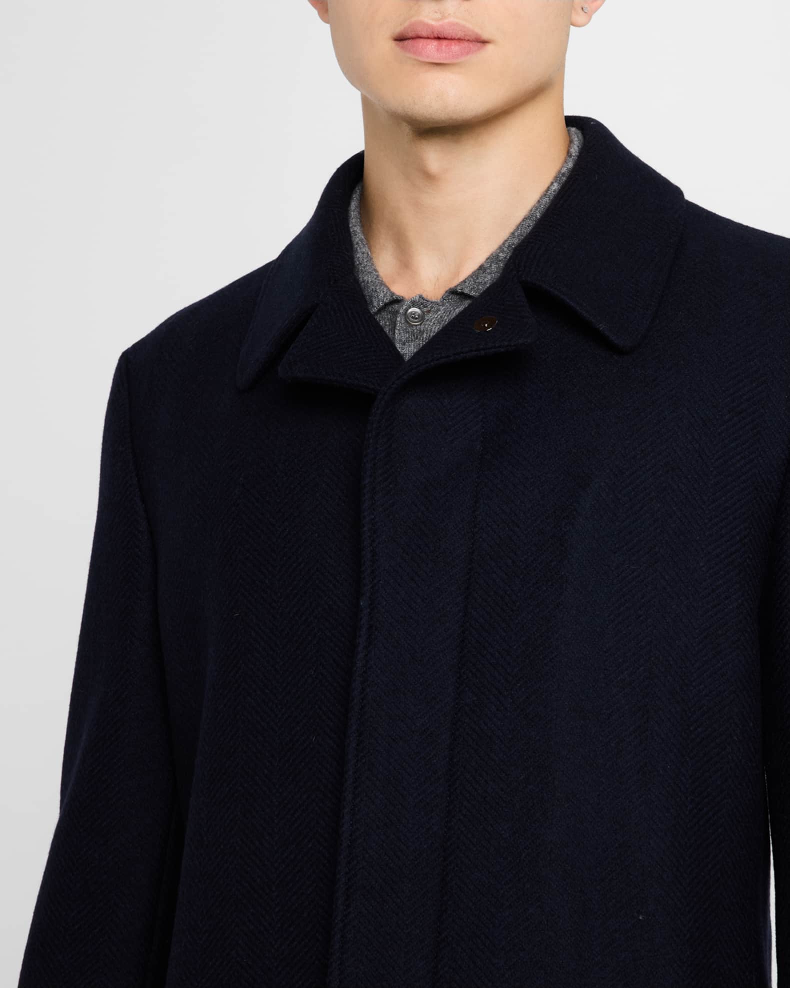 Cardinal of Canada Men's Platinum Herringbone Topcoat Neiman Marcus