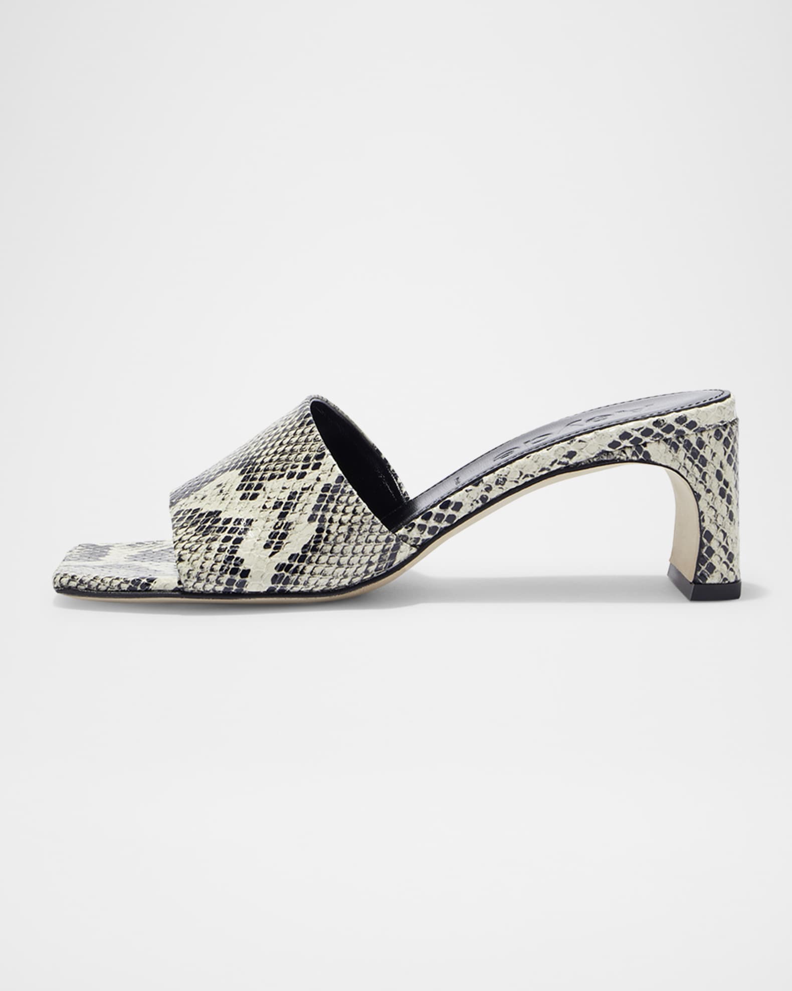 Jeanie Snake-Embossed Mule Sandals 0