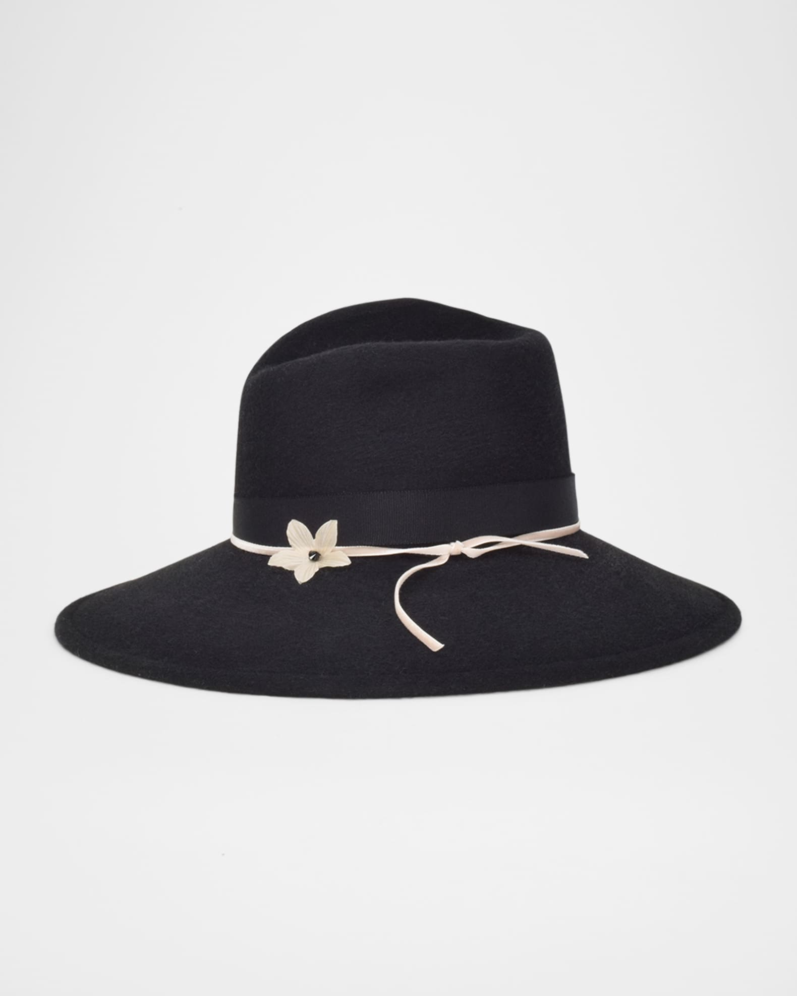 Drake Flower Rabbit Hair Fedora Hat 1