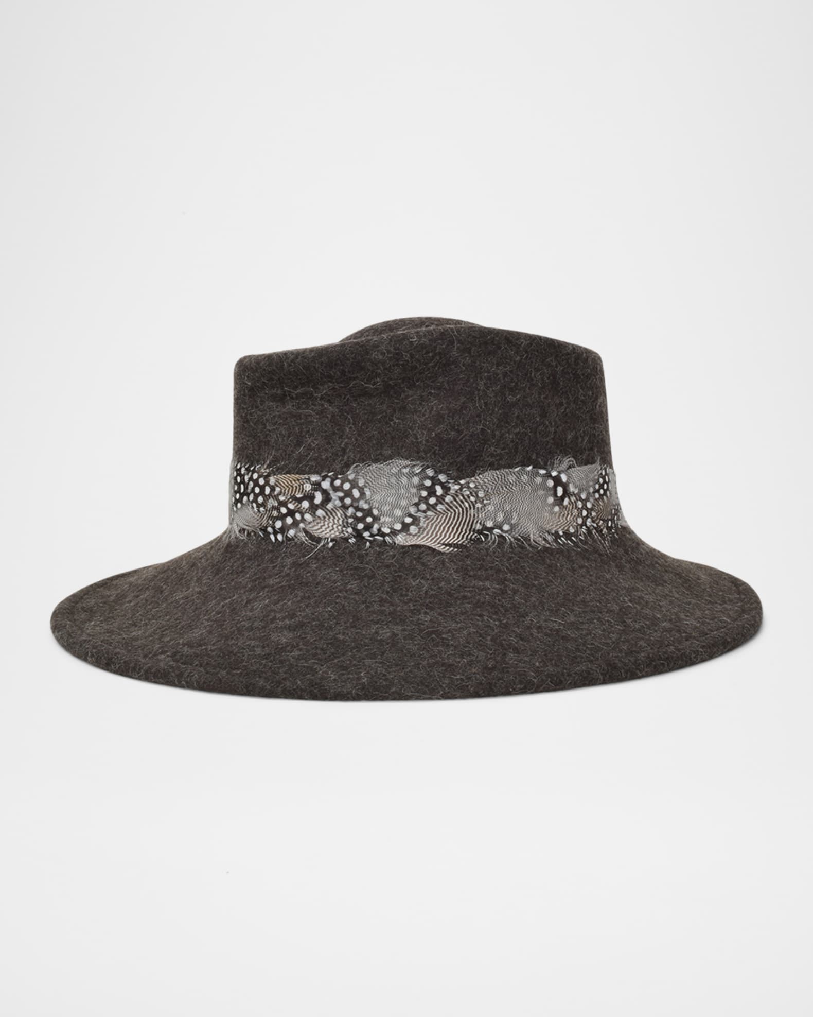 Merle Wool Fedora Hat with Feathers  1