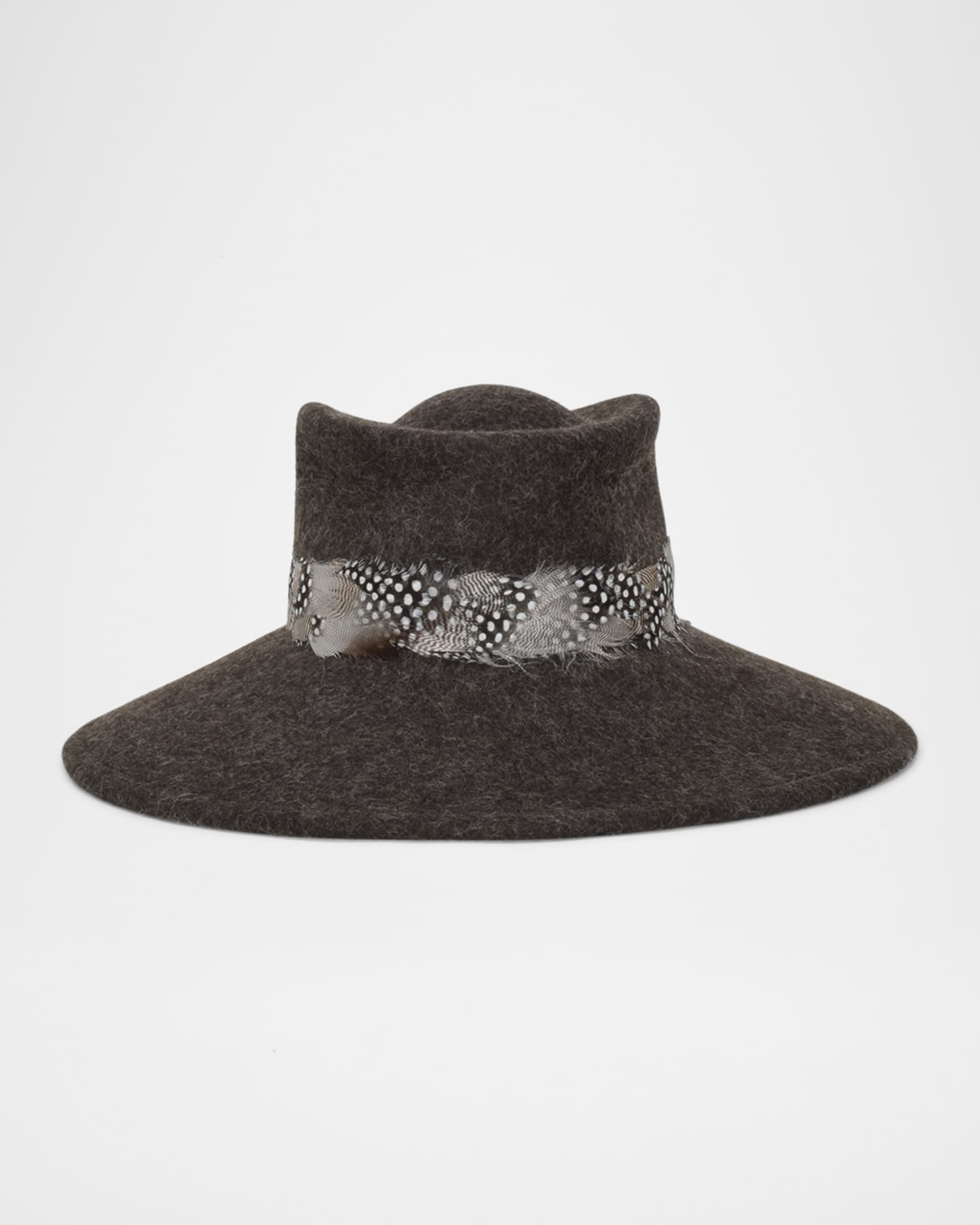 Merle Wool Fedora Hat with Feathers  0