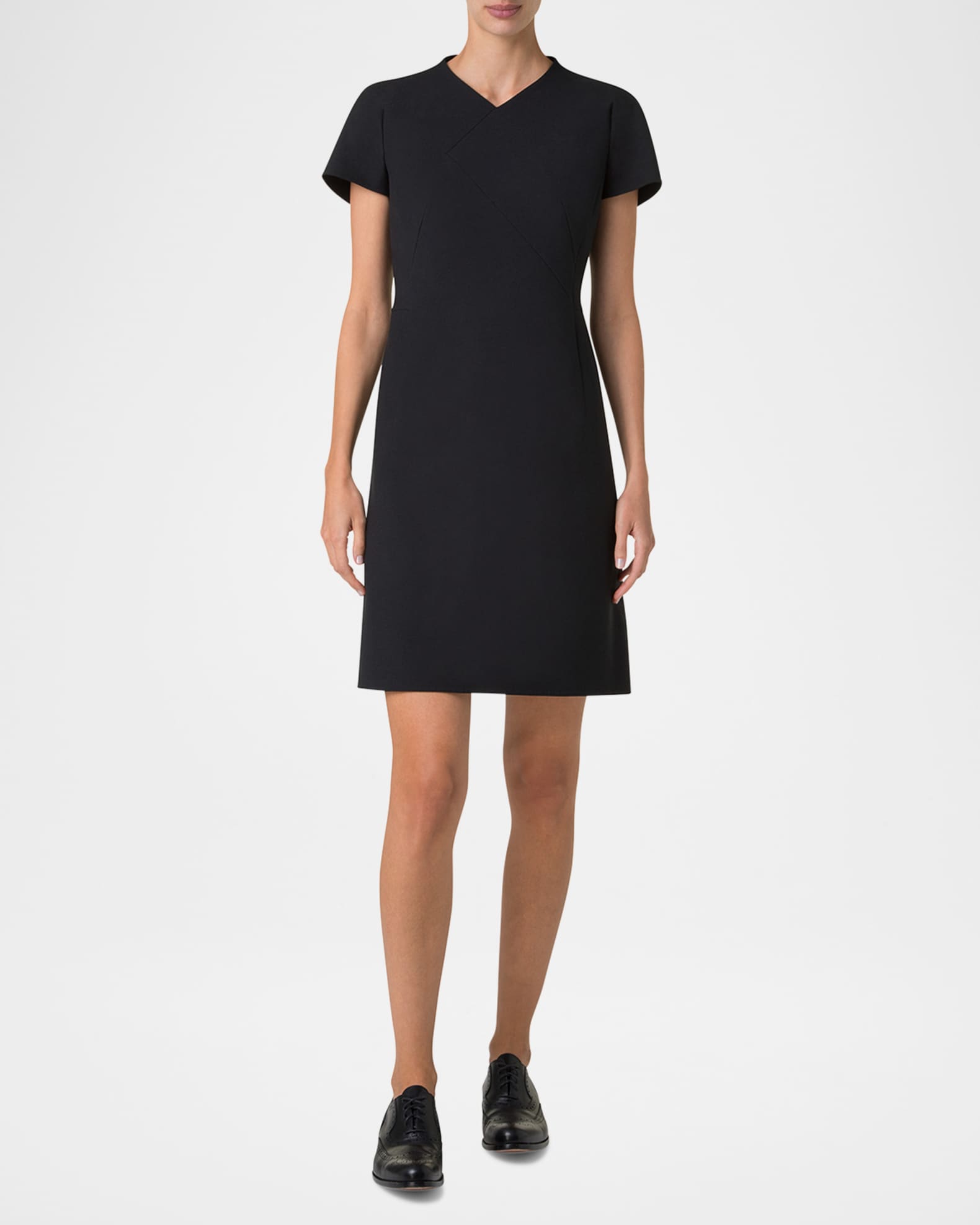 Asymmetric Seam Cap-Sleeve Cotton-Silk Dress 1