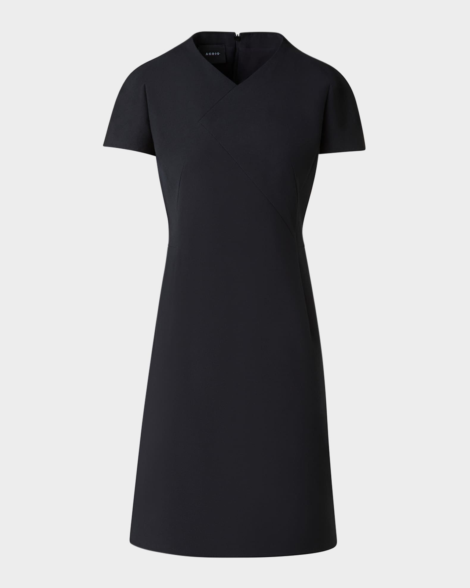 Asymmetric Seam Cap-Sleeve Cotton-Silk Dress 0