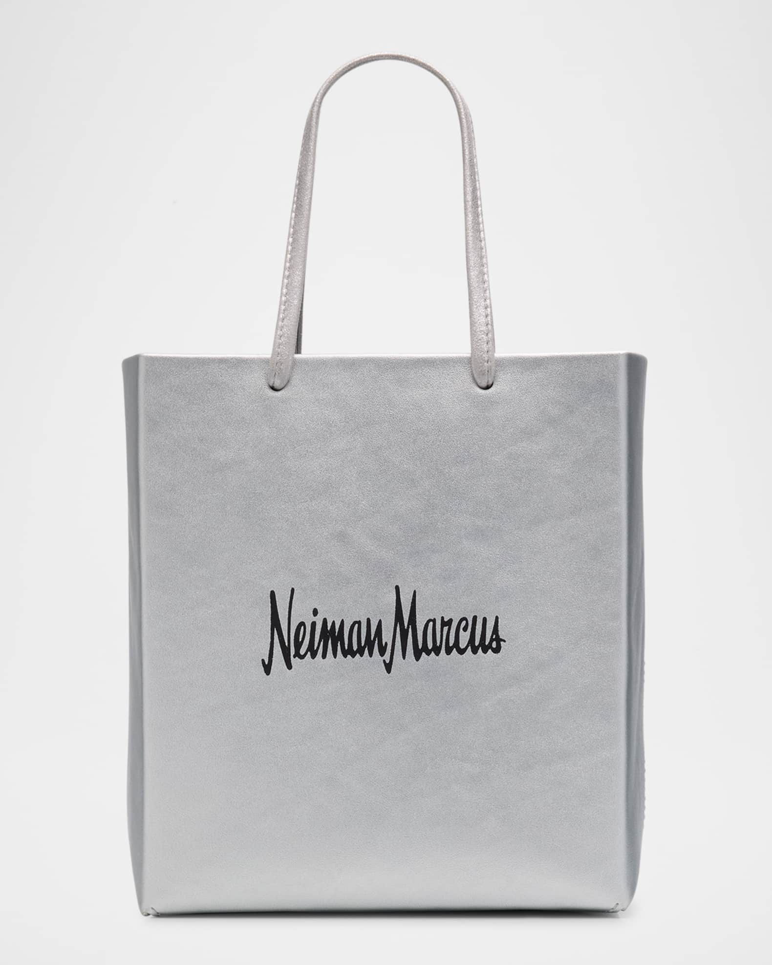 Neiman Marcus Metallic Vegan Leather Tote Crossbody Bag