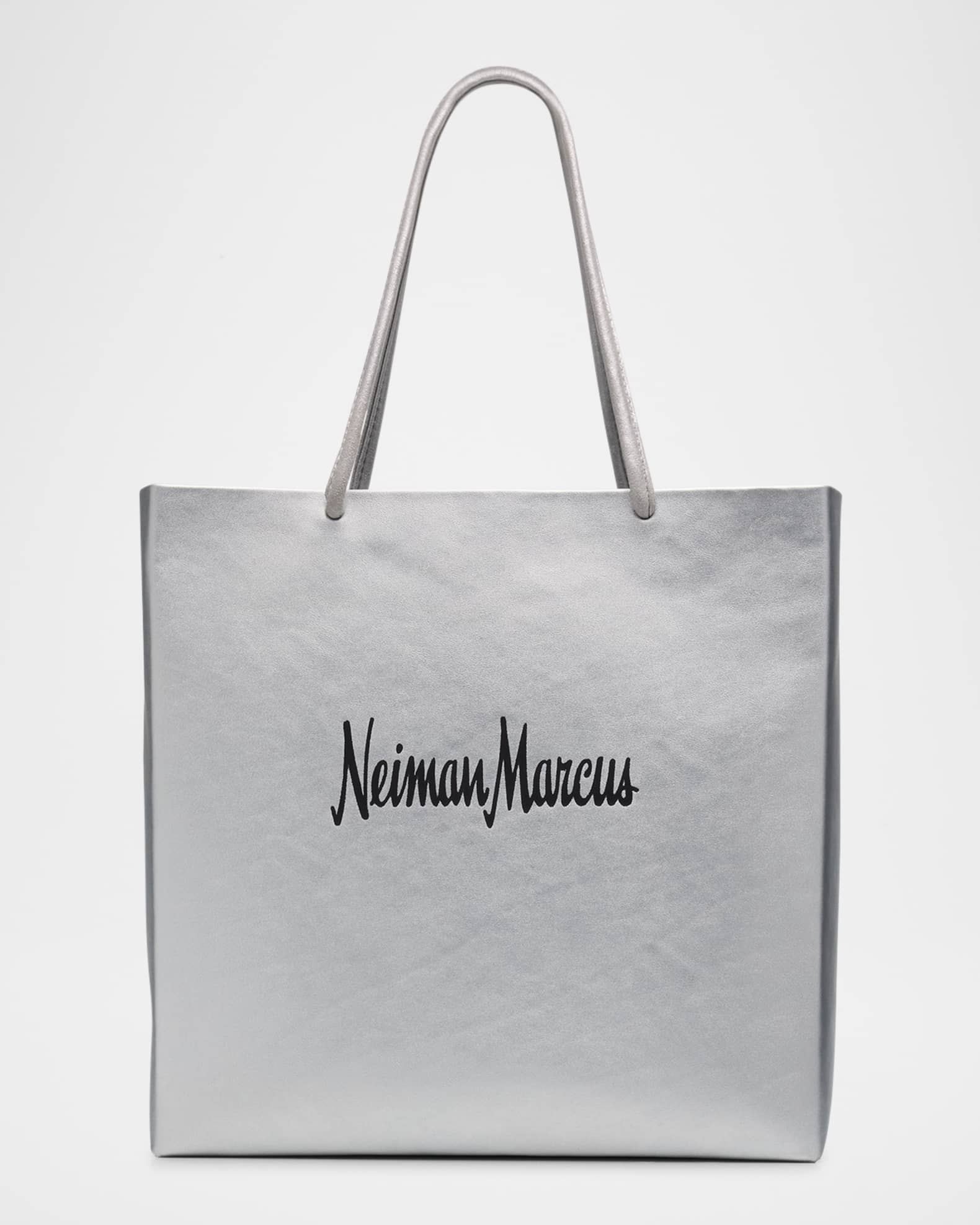 Neiman Marcus Metallic Leather Shopper Tote Bag 0