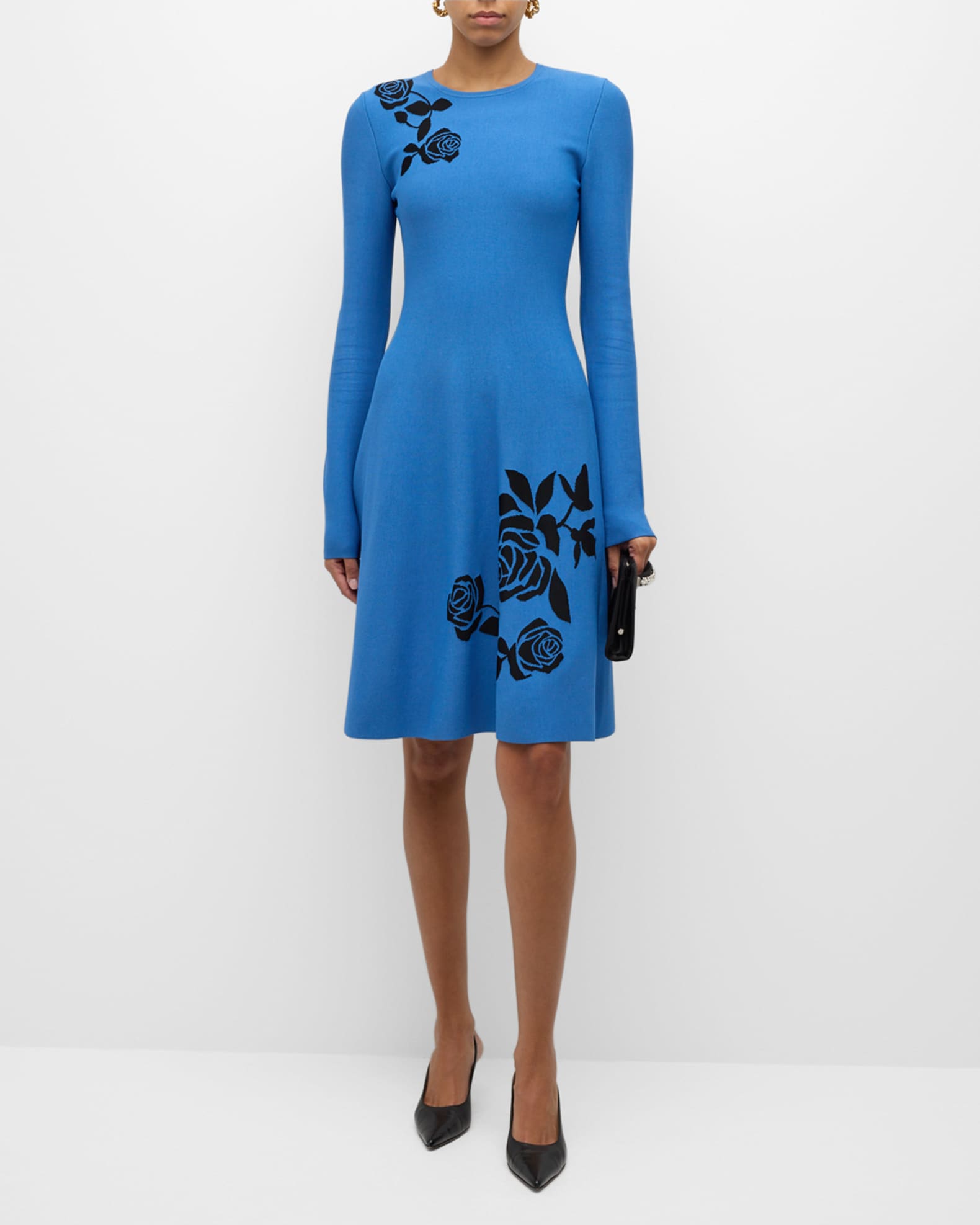Rose KNit Jacquard Long-Sleeve Dress 1
