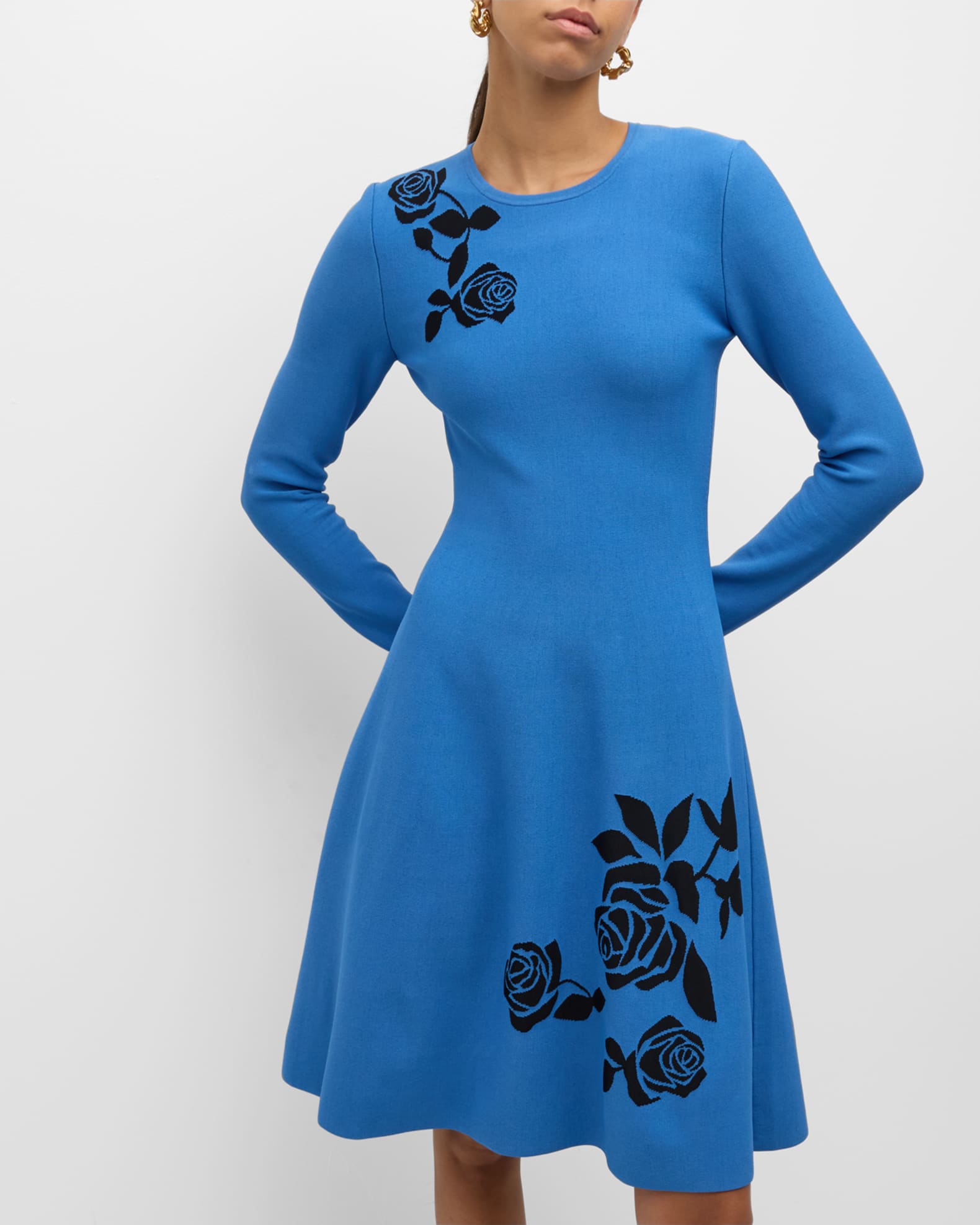 Moonlight Rose Jacquard Embroidered Sleeveless Dress