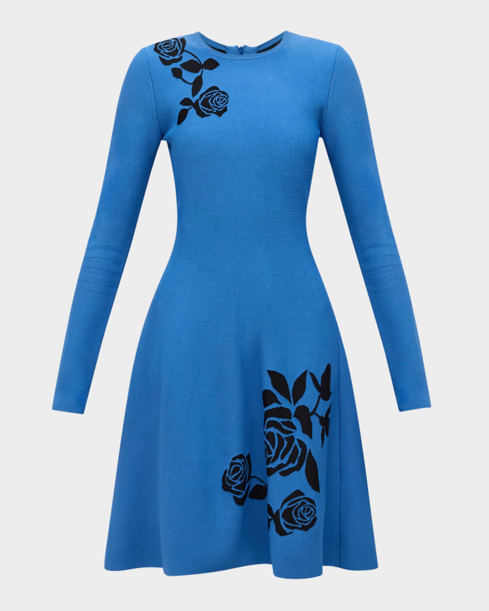 Rose KNit Jacquard Long-Sleeve Dress 0